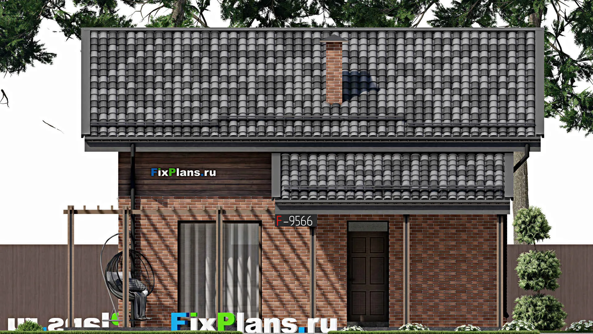 F-9566 - Проект дома с мансардой 11 на 13, площадью 160 м² с террасой и 3 спальнями