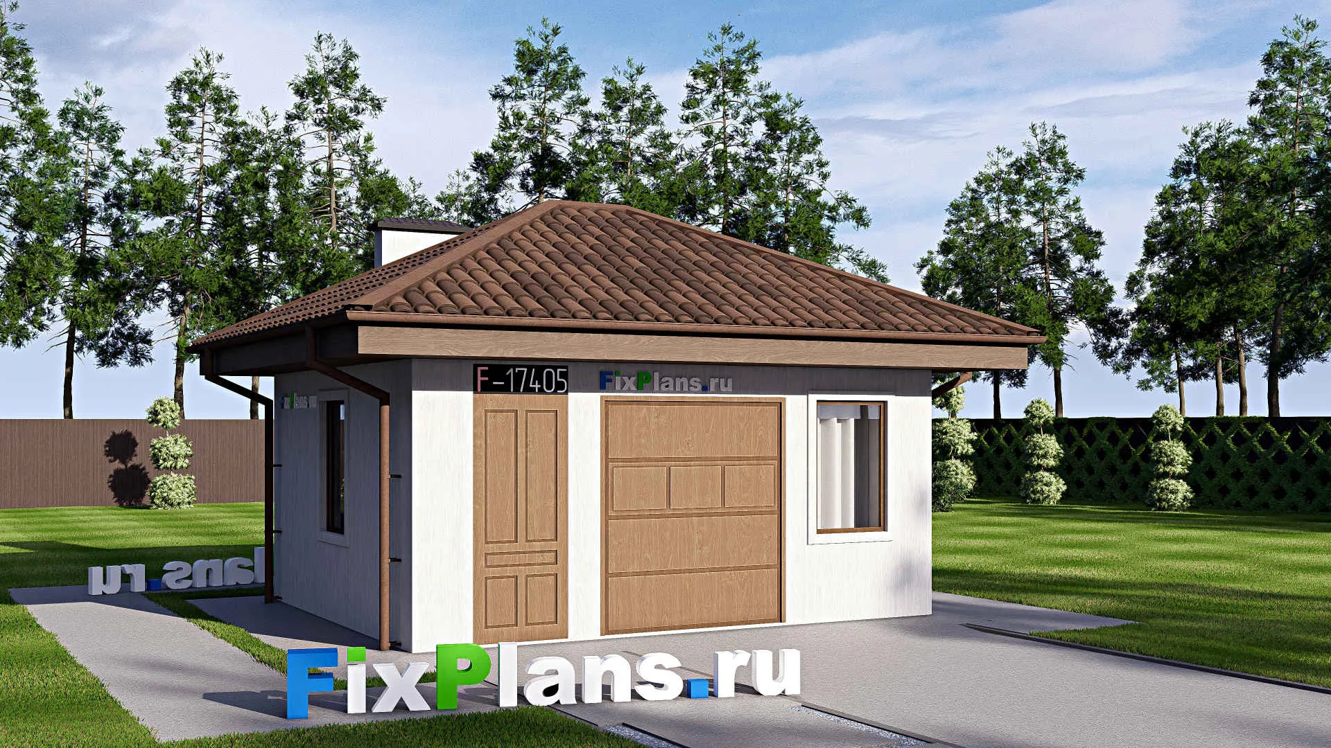 F-17405 - Проект гаража из газобетона 6 на 7, площадью 30 м² 