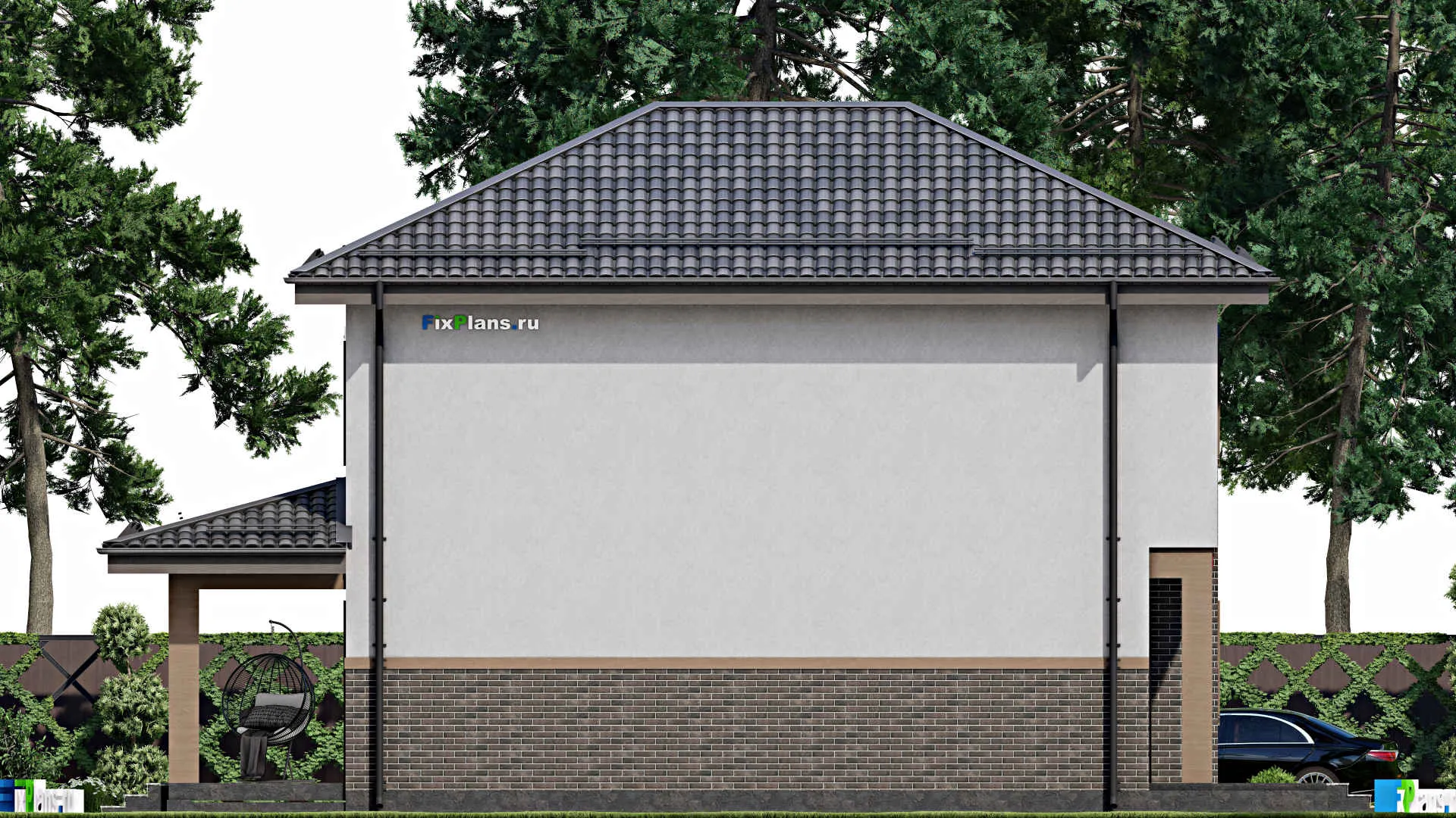 F-7307 - Проект двухэтажного дома 9 на 16, площадью 160 м² с террасой и 3 спальнями