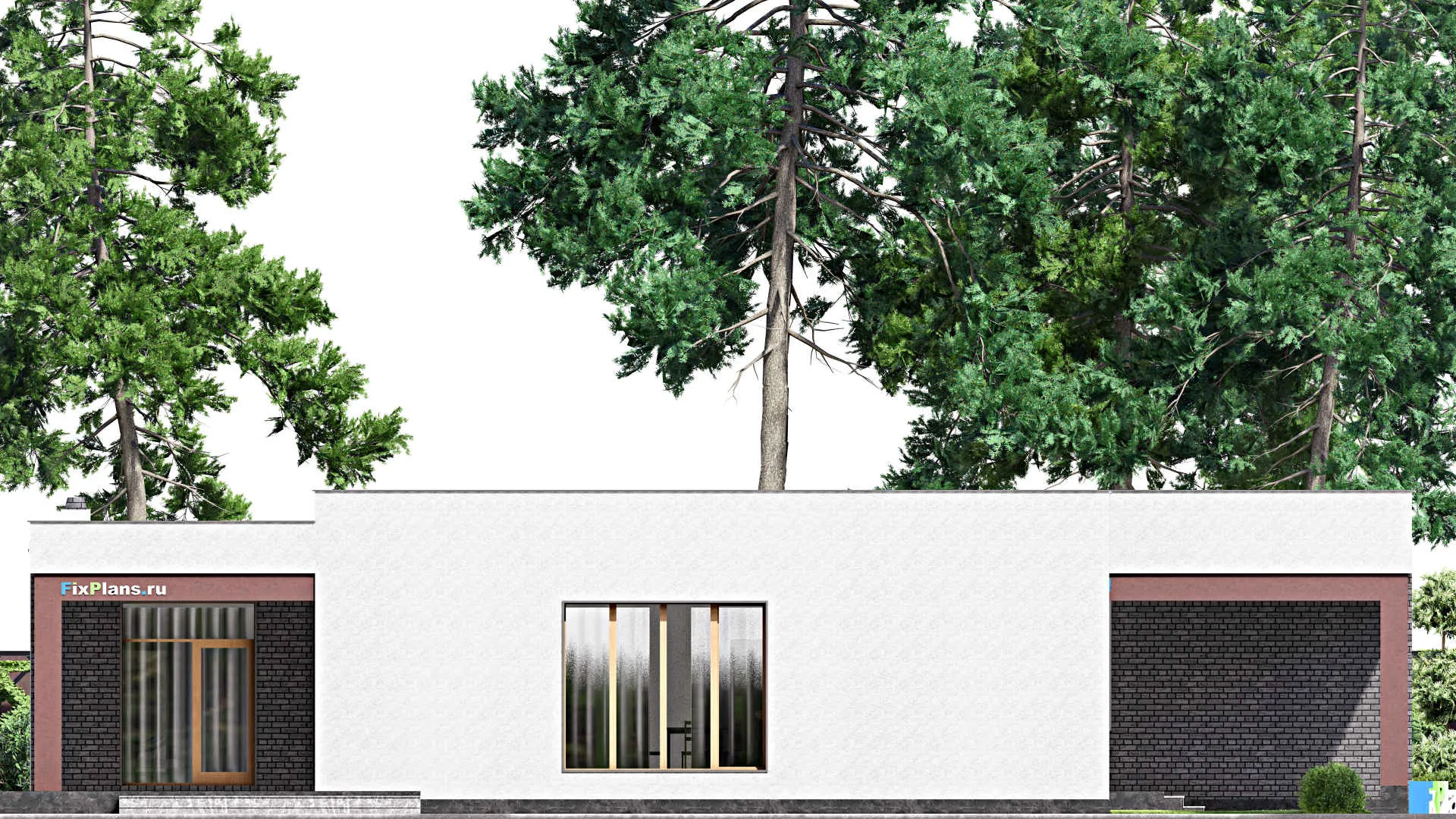 F-15983 - План одноэтажного дома 21 на 22, площадью 280 м² с террасой, гаражом на 2 машины и 3 спальнями