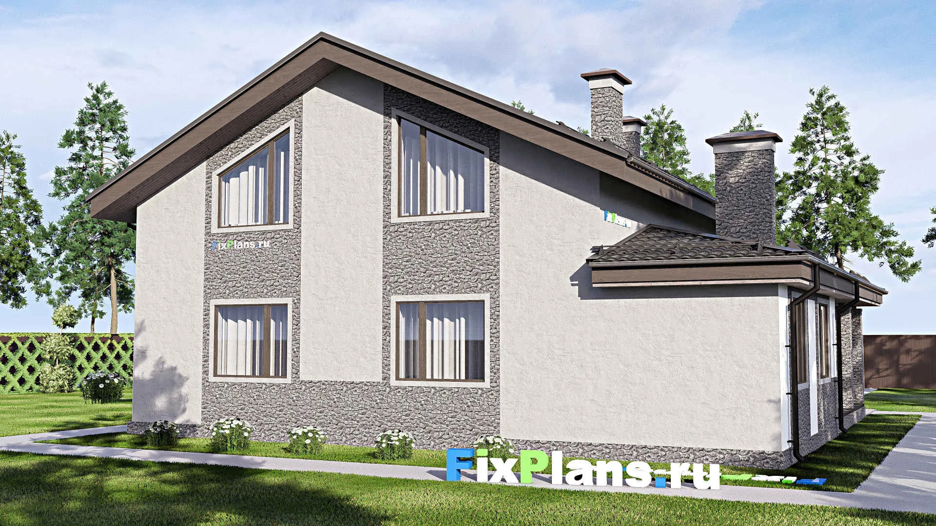 F-12419 - Проект дома с мансардой 14 на 15, площадью 220 м² с 4 спальнями