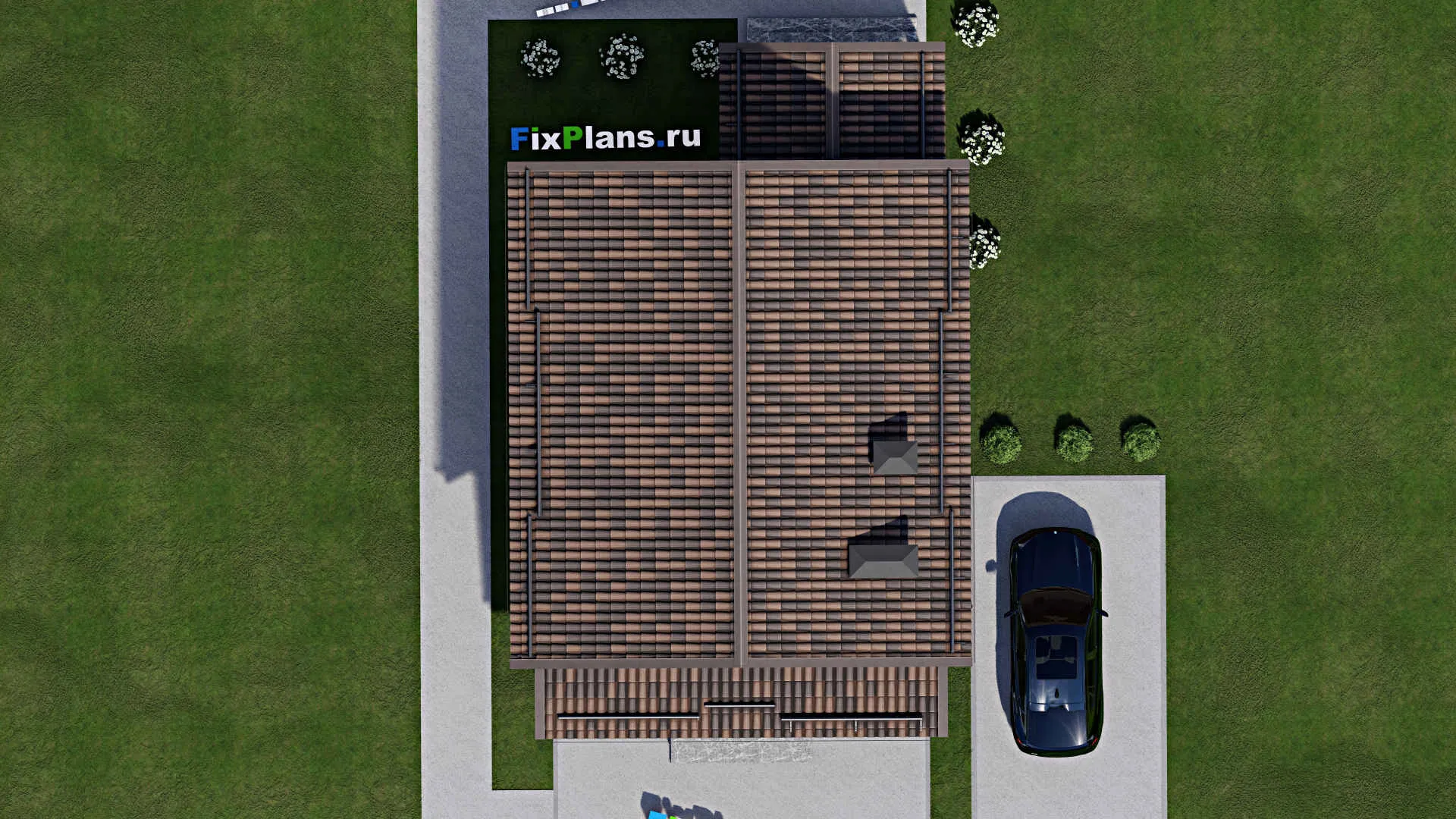 F-7640 - Проект дома с мансардой 9 на 11, площадью 150 м² с террасой и 2 спальнями