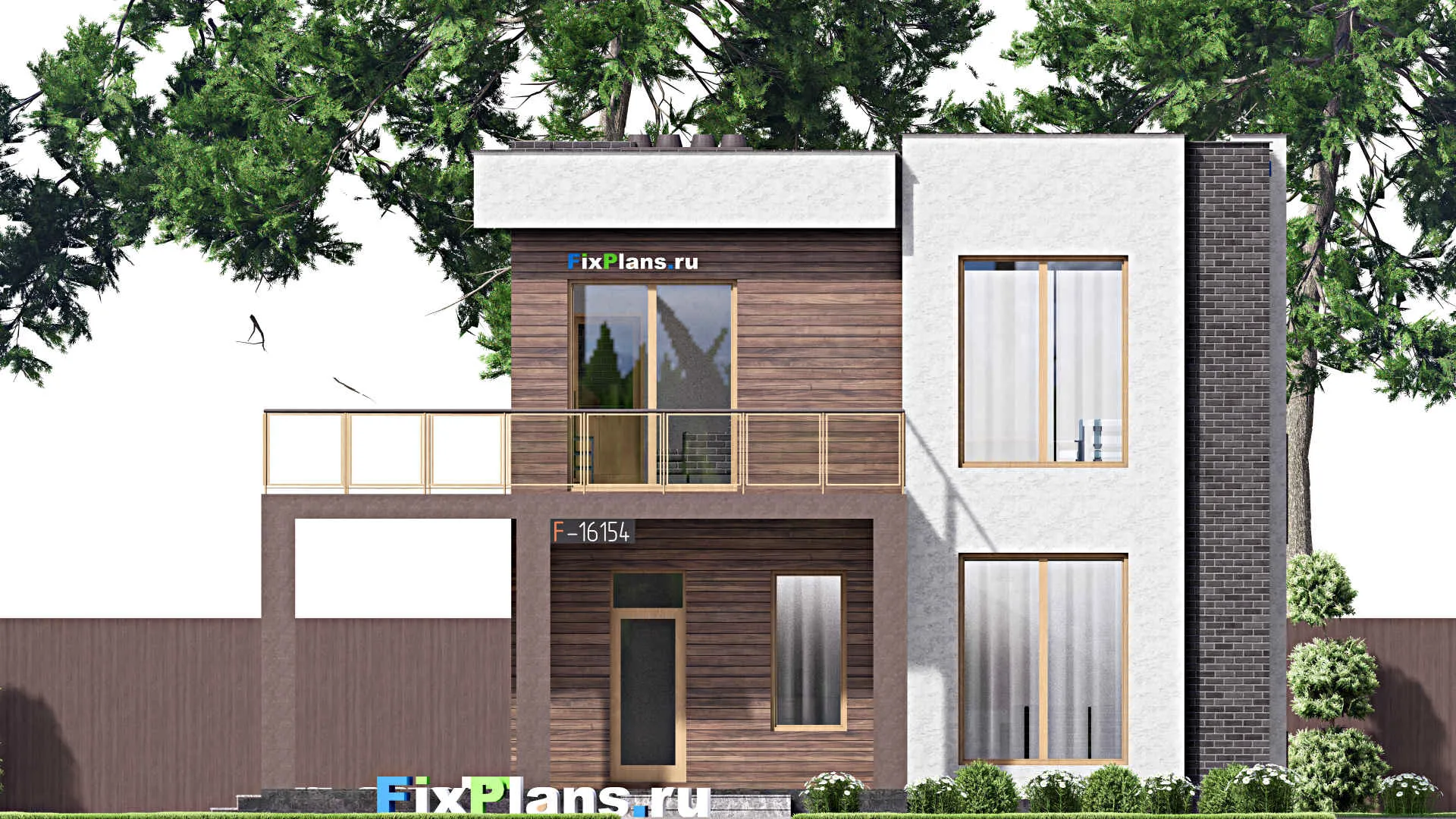 F-16154 - Проект двухэтажного дома 10 на 13, площадью 160 м² с террасой, балконом и 2 спальнями
