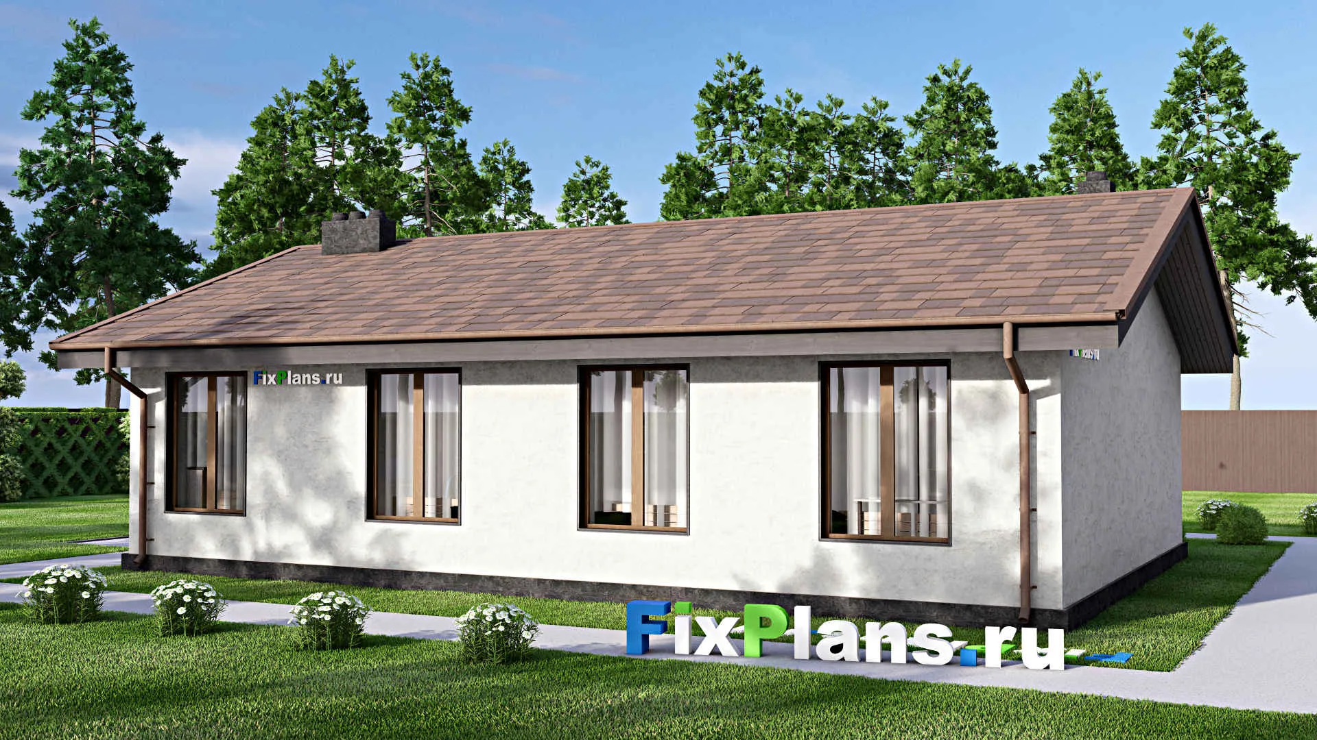 F-14480 - Проект одноэтажного дома 11 на 14, площадью 100 м² с 3 спальнями