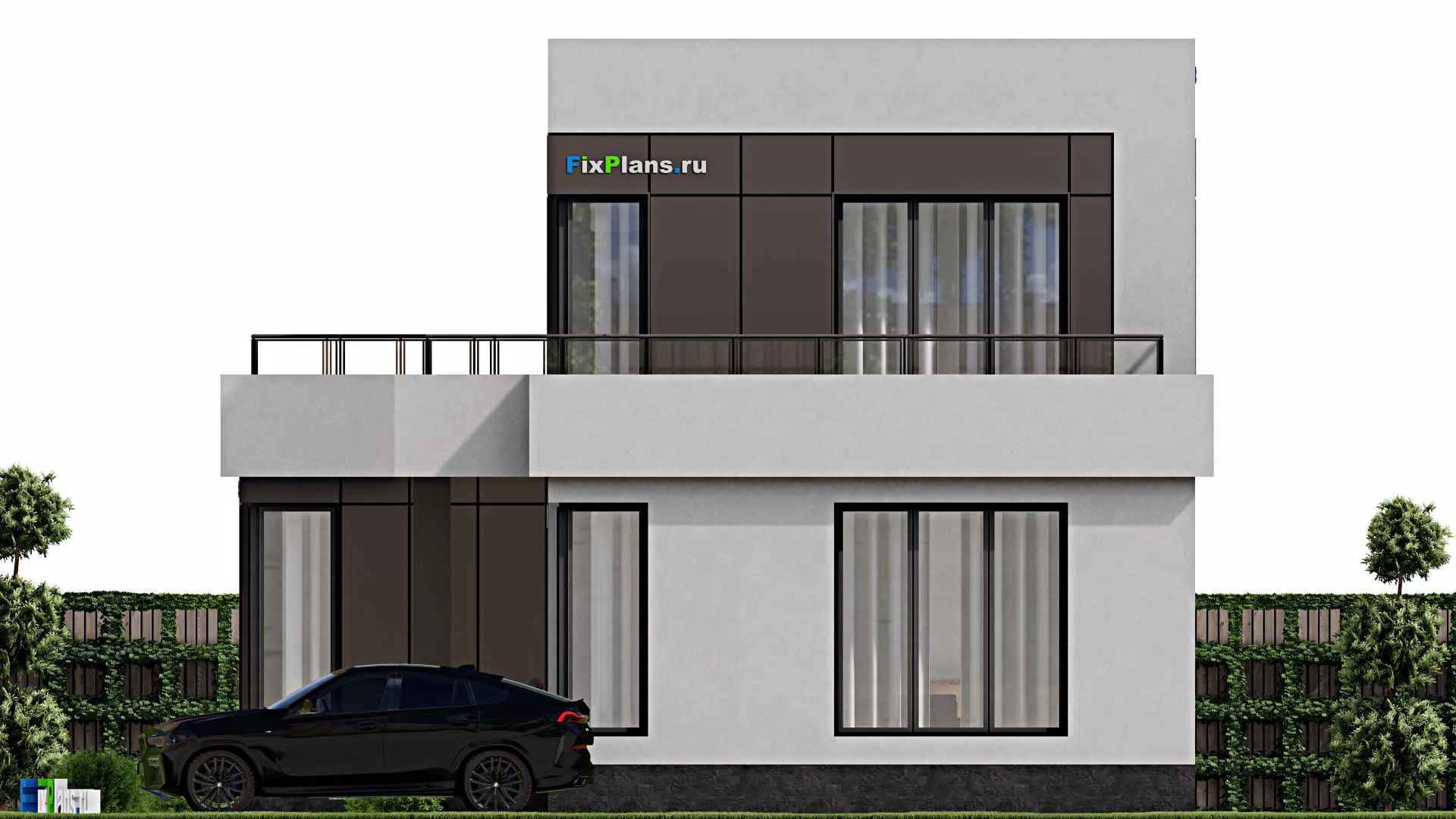 F-1889 - Проект двухэтажного дома 11 на 15, площадью 200 м² с балконом и 3 спальнями