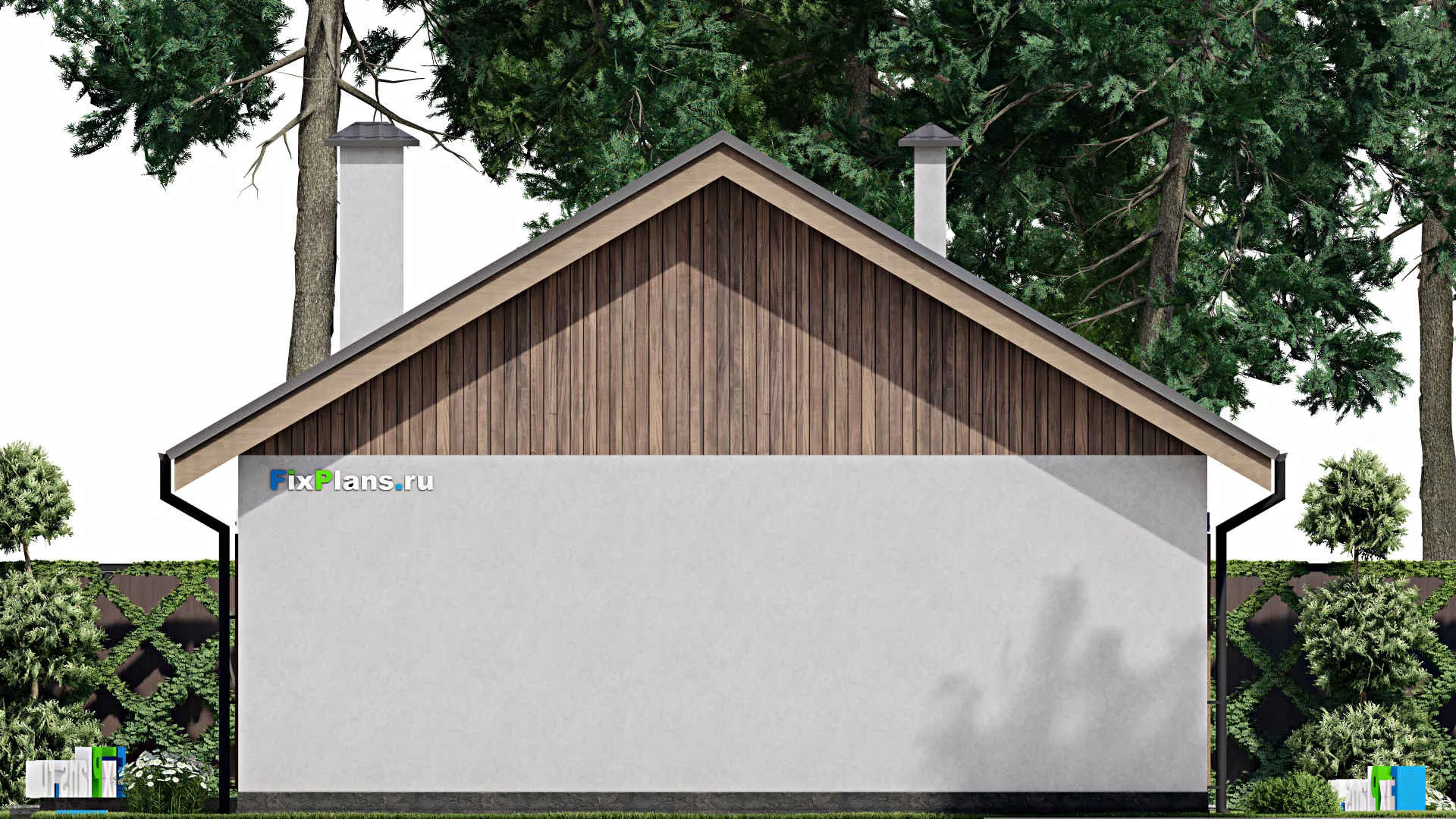 F-7064 - Проект одноэтажного дома 11 на 14, площадью 120 м² с террасой и 2 спальнями