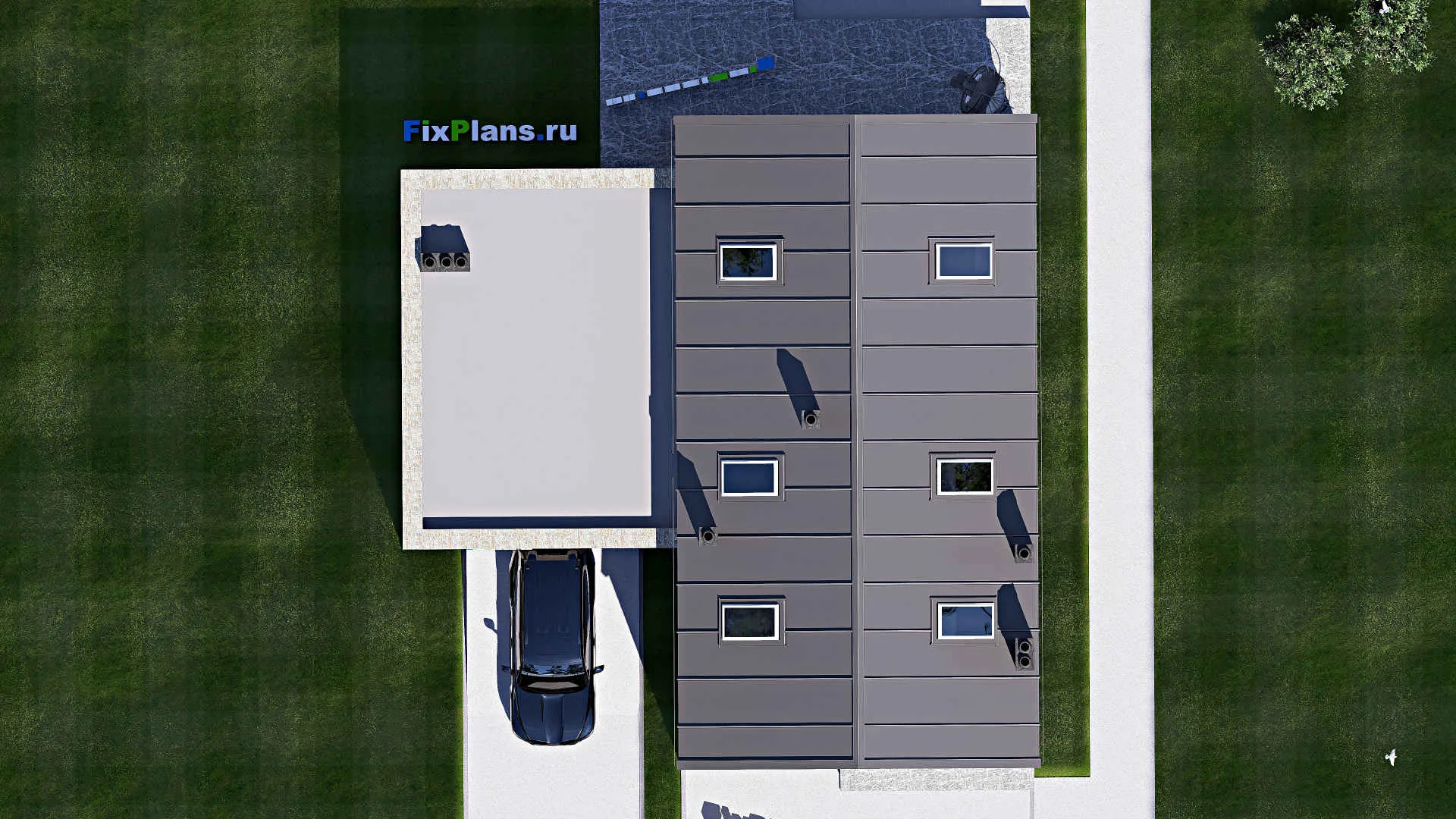 F-16568 - Проект дома с мансардой 15 на 18, площадью 270 м² с террасой, балконом, гаражом на 2 машины и 3 спальнями