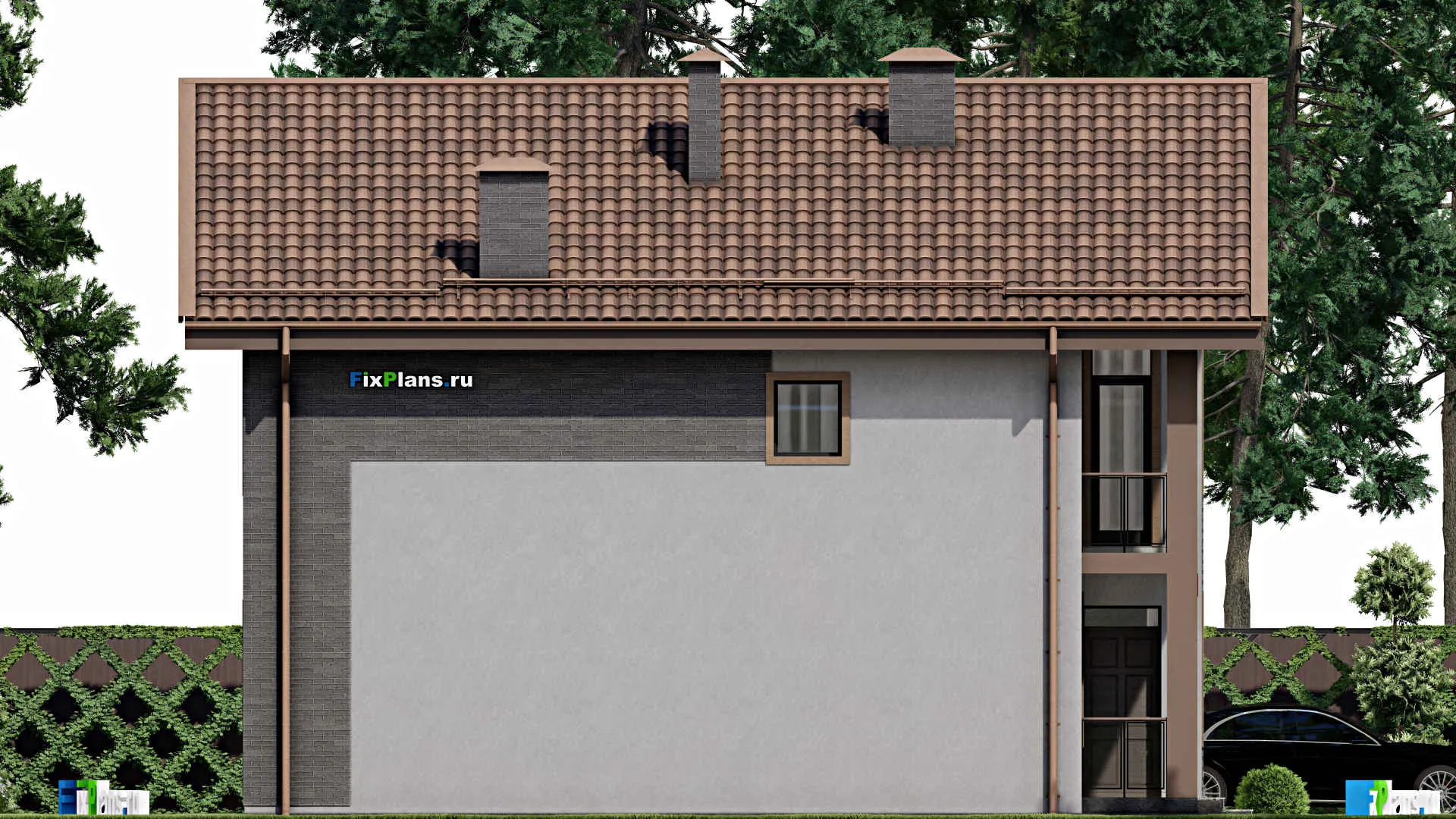 F-8423 - Проект двухэтажного дома 12 на 12, площадью 200 м² с террасой, балконом и 3 спальнями