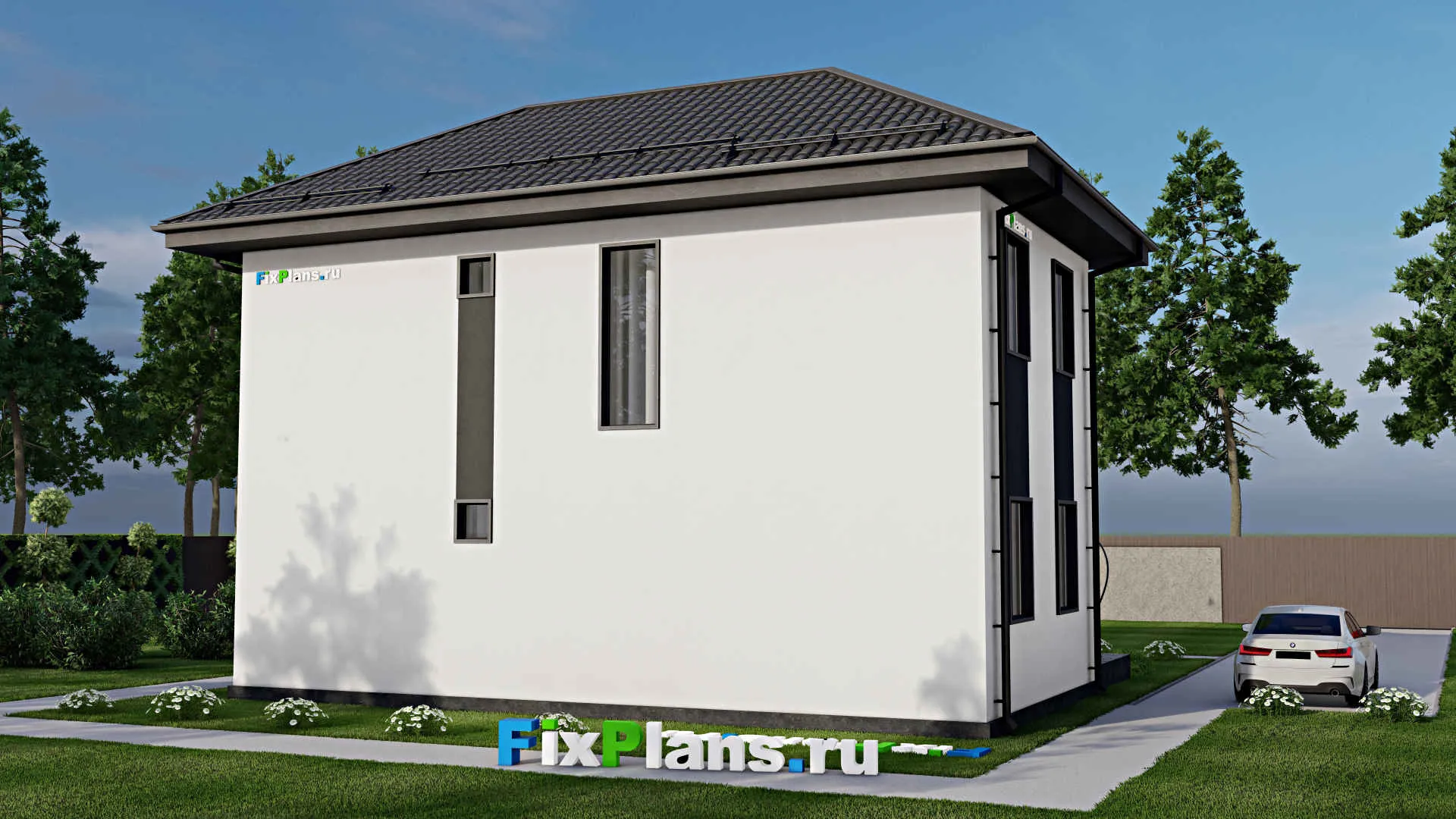 F-3356 - Проект двухэтажного дома 8 на 12, площадью 140 м² с террасой и 3 спальнями