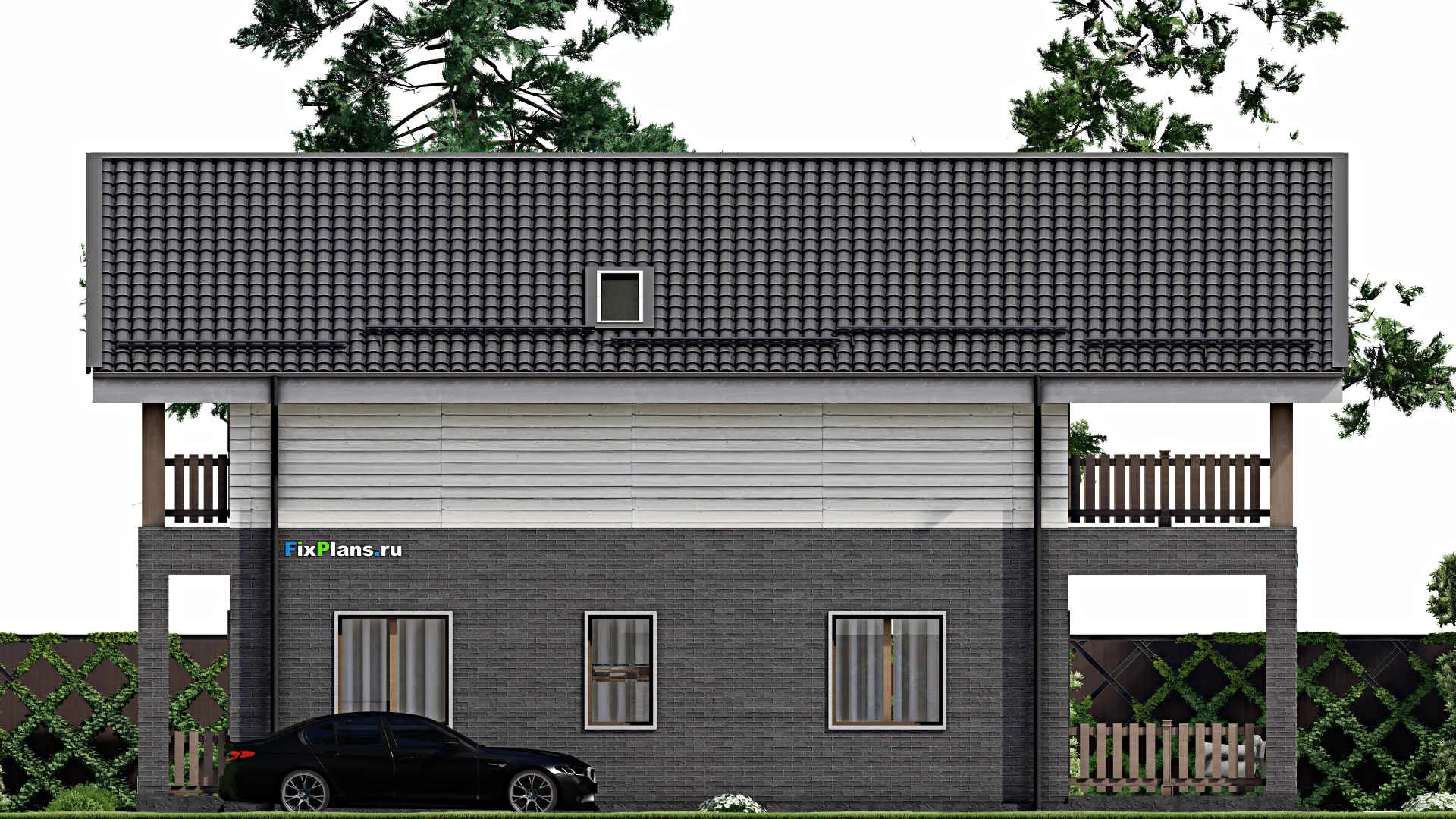 F-4400 - Проект двухэтажного дома 10 на 11, площадью 280 м² с террасой, балконом и 3 спальнями