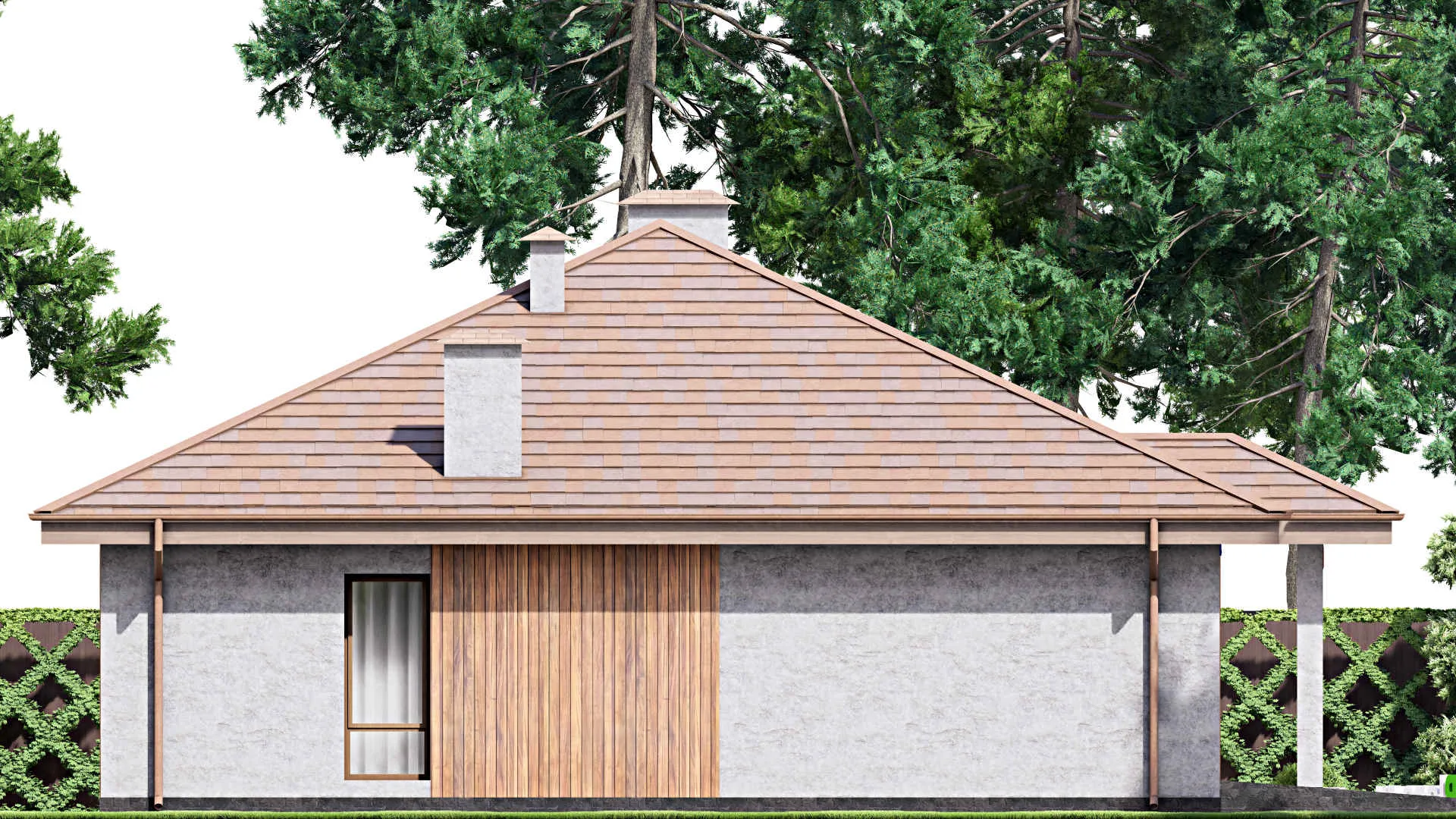 F-12212 - План одноэтажного дома 15 на 16, площадью 170 м² с гаражом на 2 машины и 3 спальнями