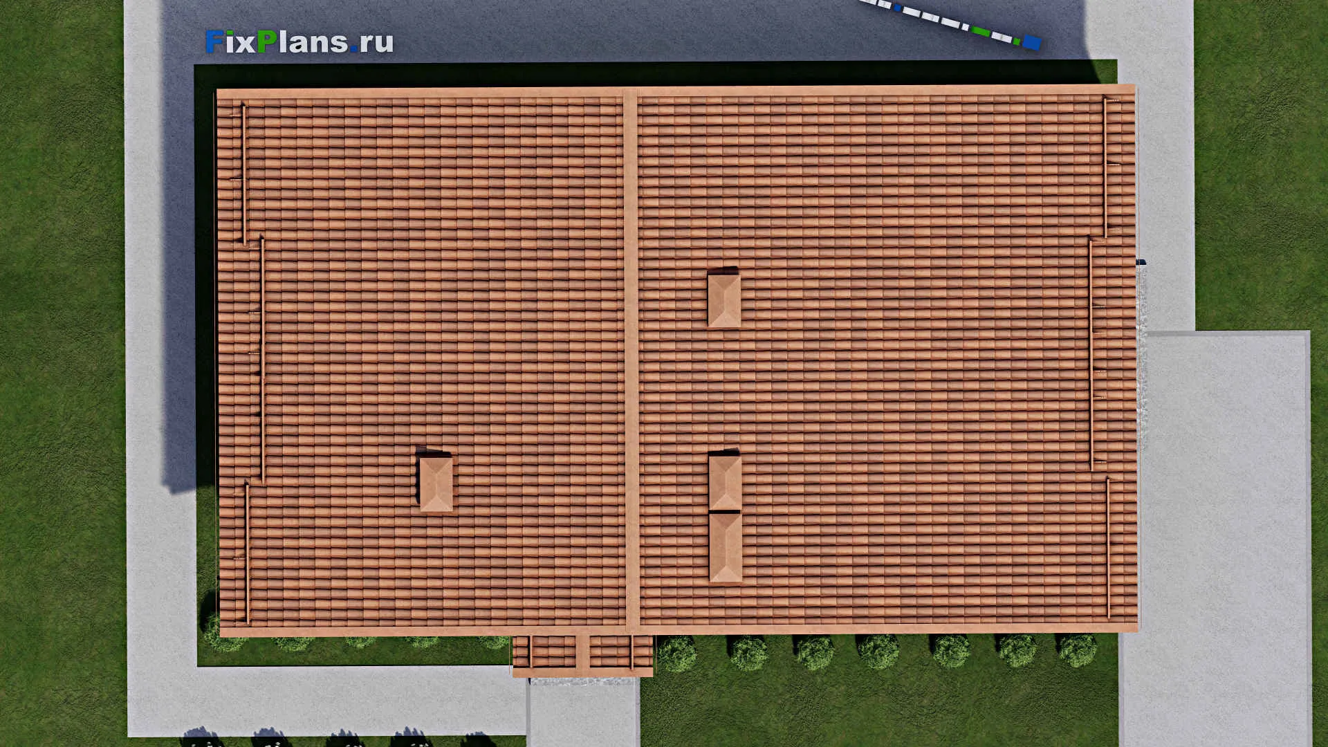 F-9926 - Проект одноэтажного дома 12 на 19, площадью 170 м² с террасой и 3 спальнями