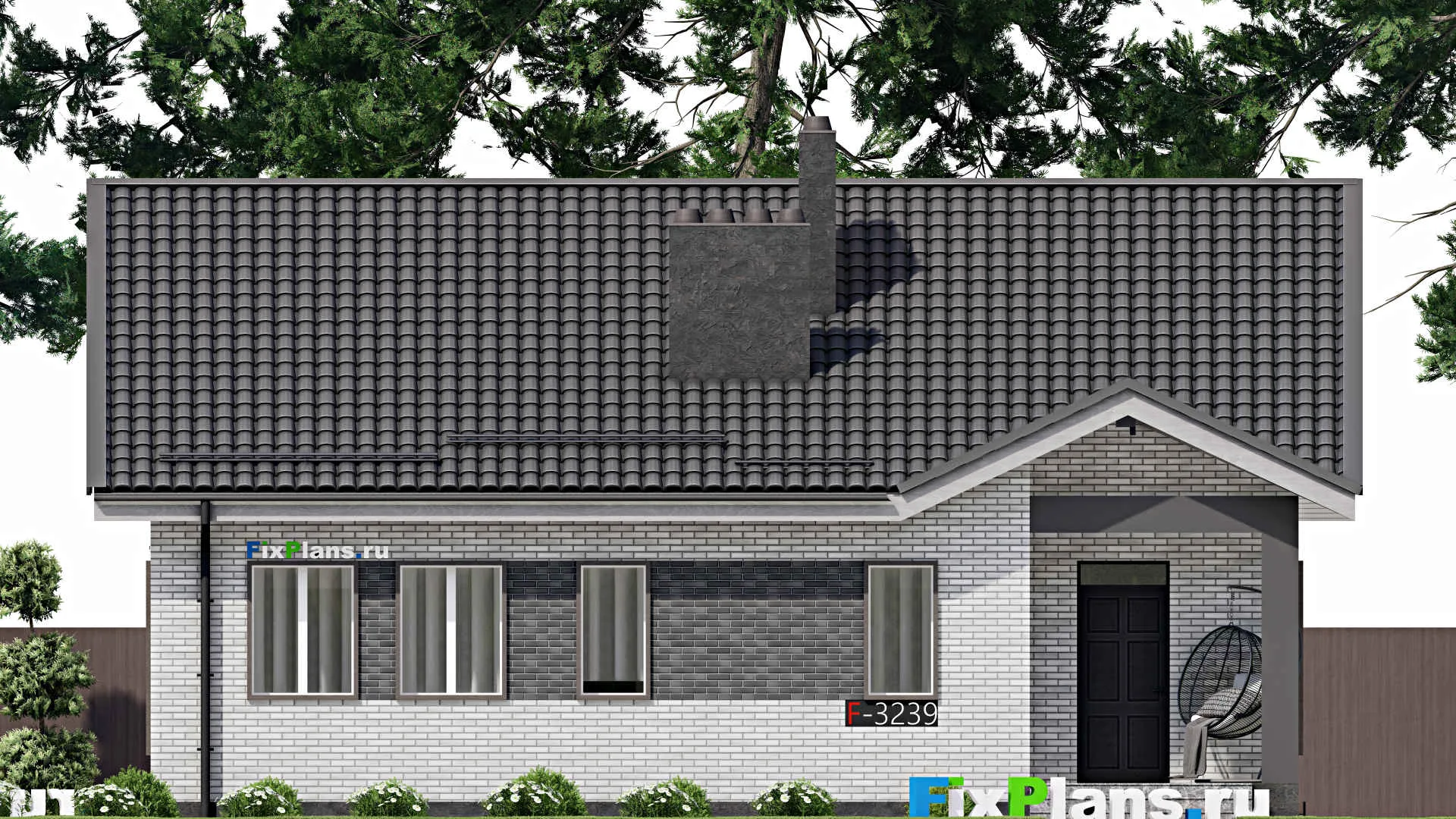 F-3239 - Проект одноэтажного дома 13 на 13, площадью 130 м² с 2 спальнями