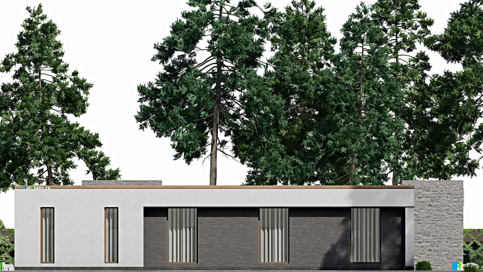 F-7343 - Проект одноэтажного дома 22 на 26, площадью 400 м² с террасой и 4 спальнями