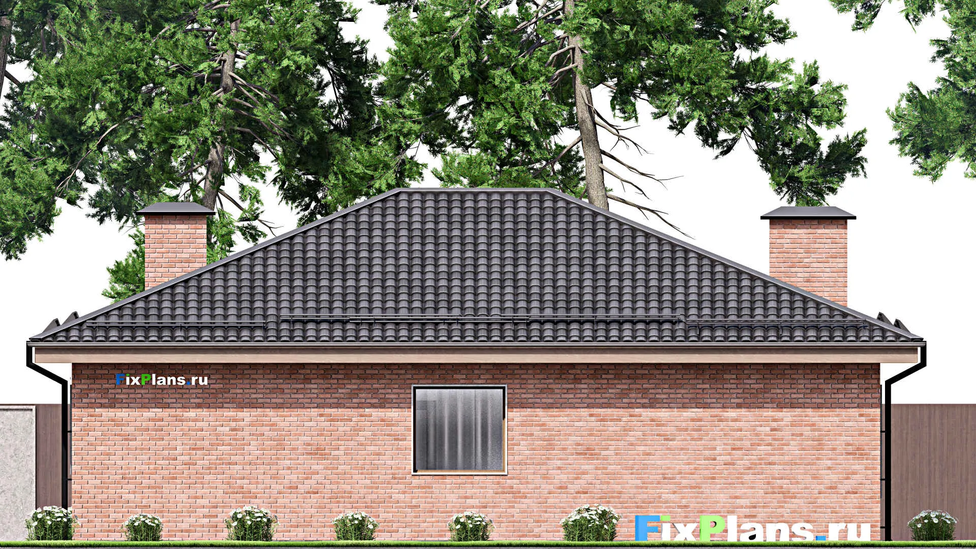 F-13490 - Проект одноэтажного дома 14 на 14, площадью 140 м² с 3 спальнями