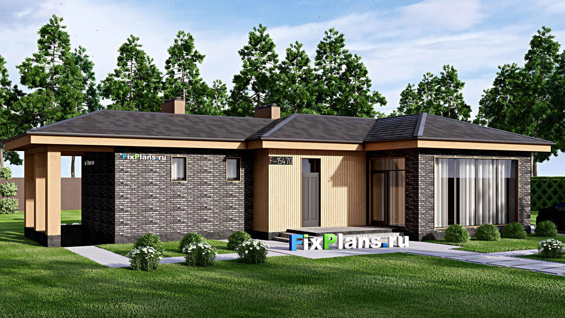 F-15470 - Проект бани 9 на 16, площадью 170 м² с комнатой отдыха, бассейном и санузлом