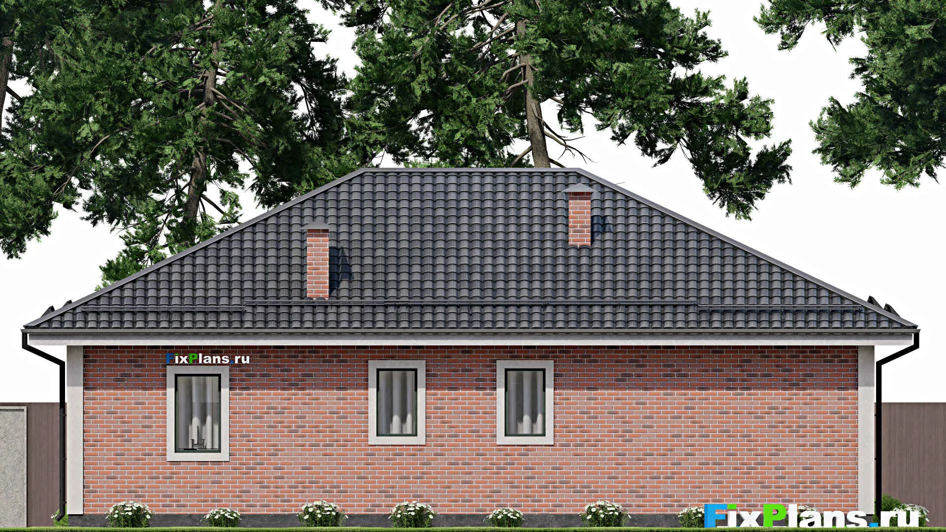 F-9206 - Проект одноэтажного дома 13 на 15, площадью 140 м² с 3 спальнями