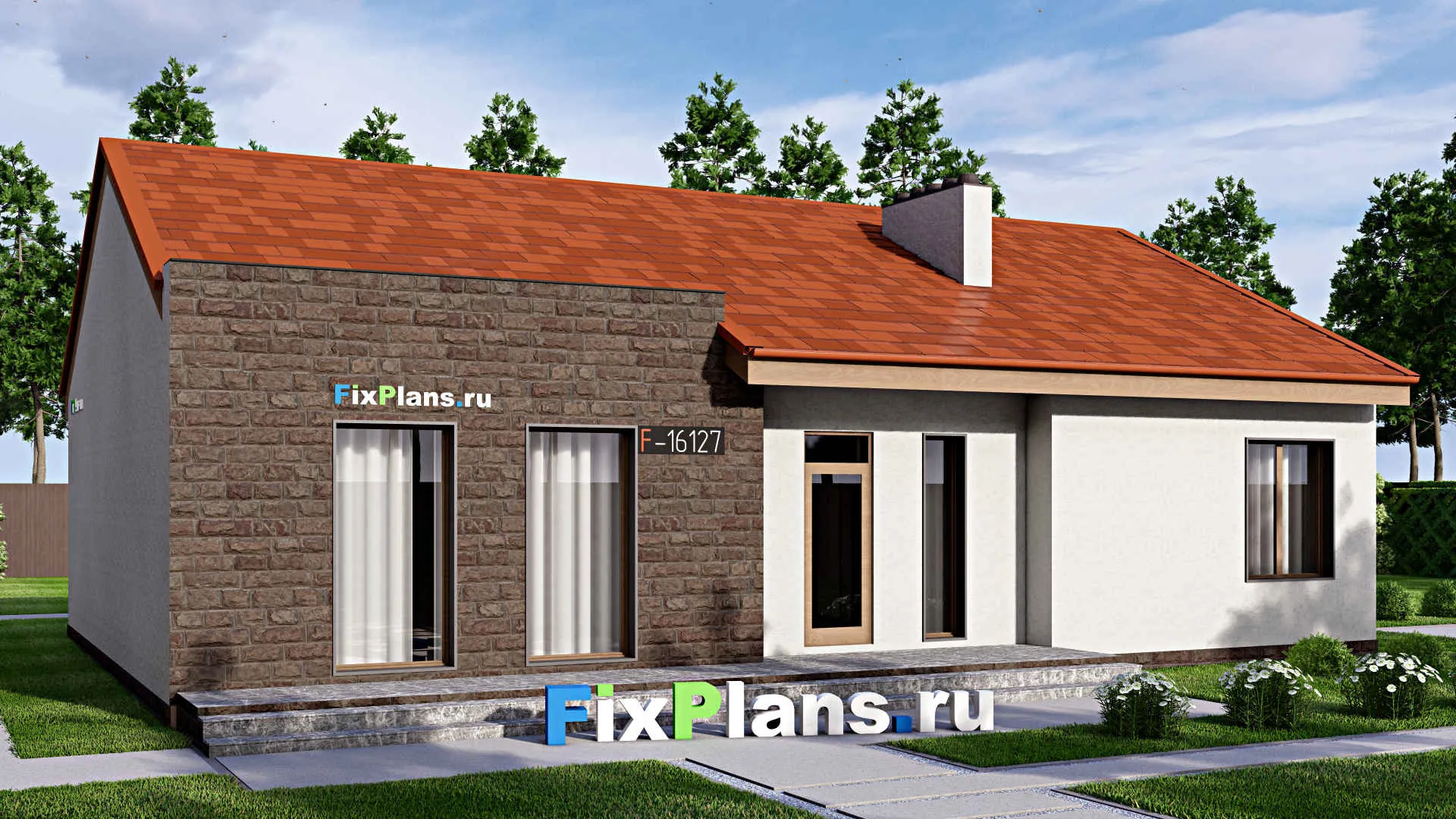 F-16127 - Проект дома с мансардой 15 на 18, площадью 200 м² с террасой и 4 спальнями