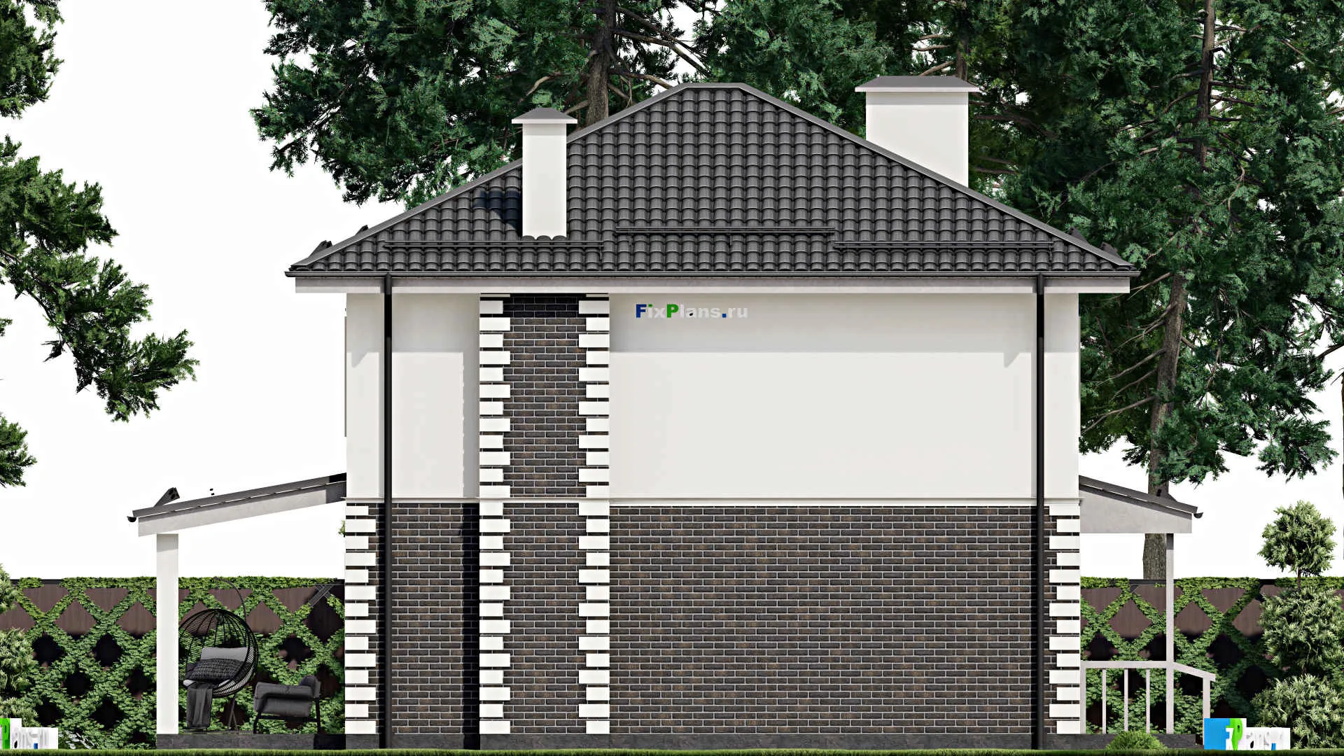 F-4769 - Проект двухэтажного дома 10 на 11, площадью 160 м² с террасой и 4 спальнями