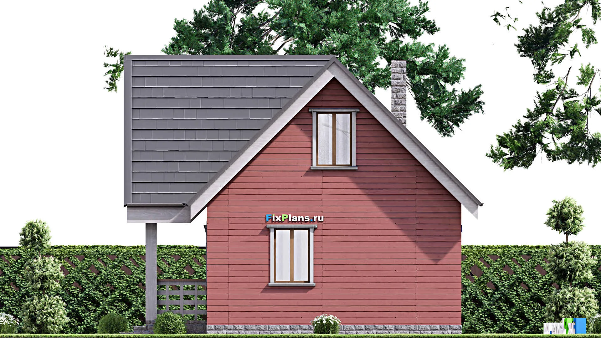 F-15668 - Проект бани 8 на 9, площадью 90 м² с комнатой отдыха, мансардой, санузлом и спальней