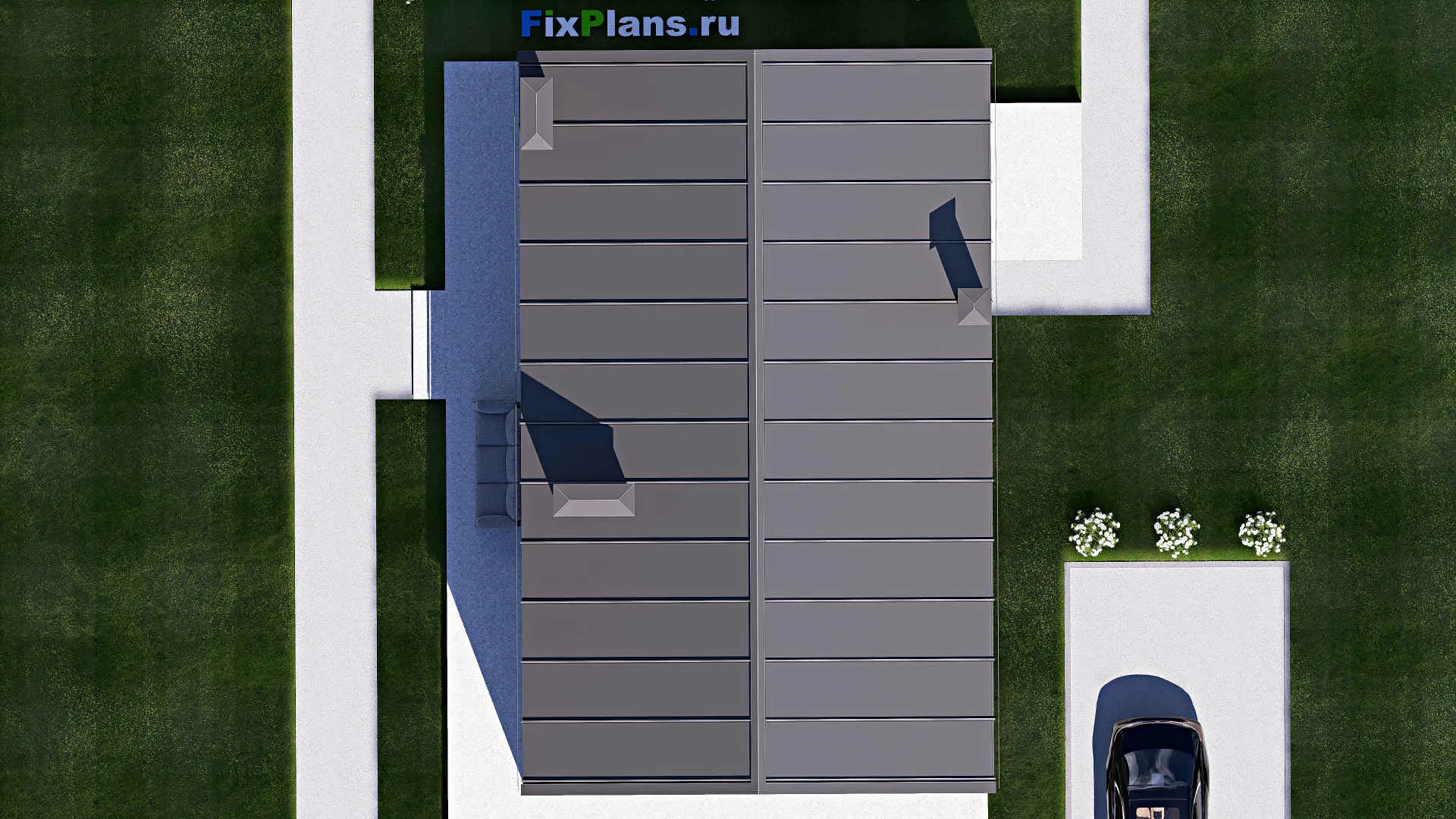 F-17612 - Проект дома с мансардой 12 на 15, площадью 190 м² с террасой и 1 спальнями