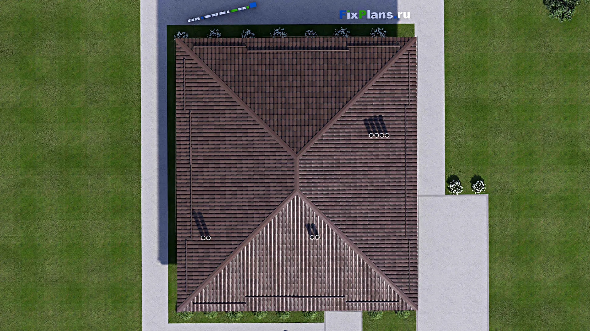 F-14012 - План одноэтажного дома 13 на 15, площадью 130 м² с террасой и 2 спальнями