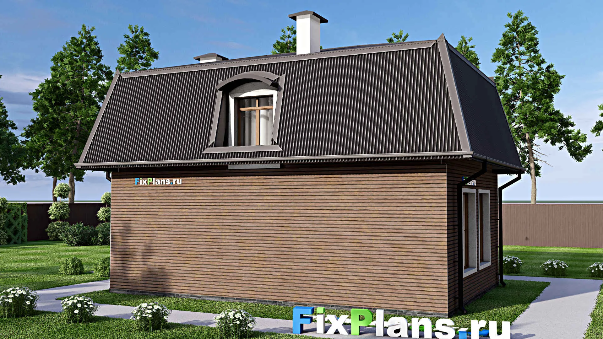 F-13454 - Проект дома с мансардой 8 на 9, площадью 90 м² с 2 спальнями