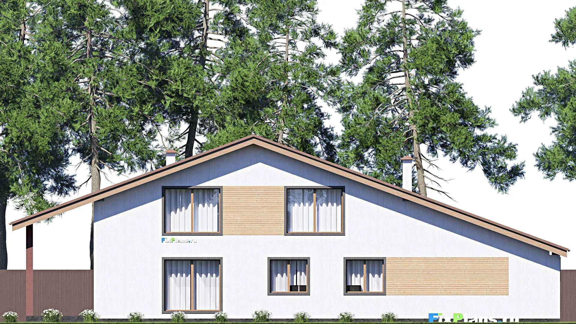 F-17432 - Проект дома с мансардой 15 на 24, площадью 310 м² с террасой и 3 спальнями