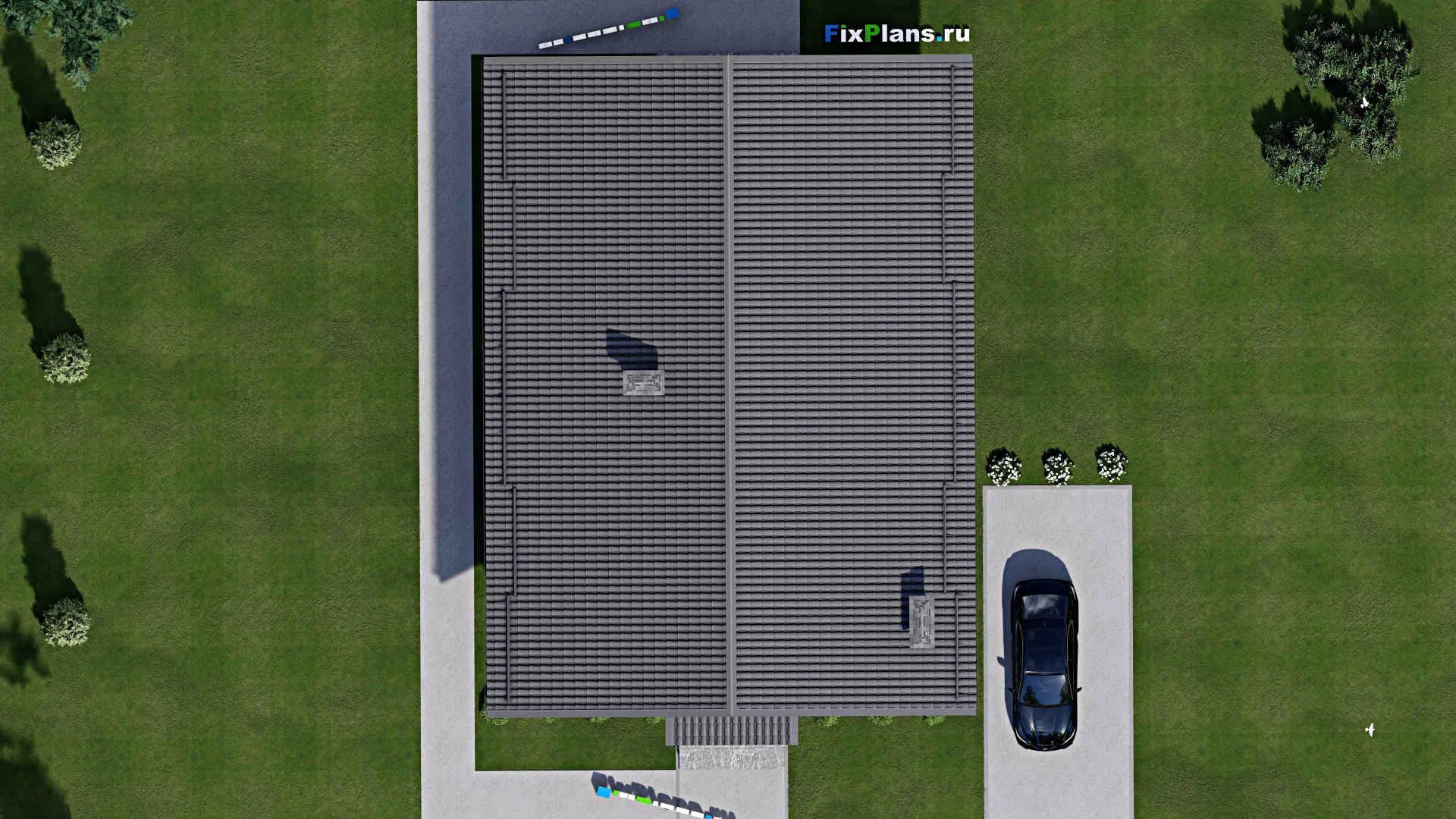 F-6605 - Планы дома с мансардой 12 на 14, площадью 240 м² с террасой и 3 спальнями