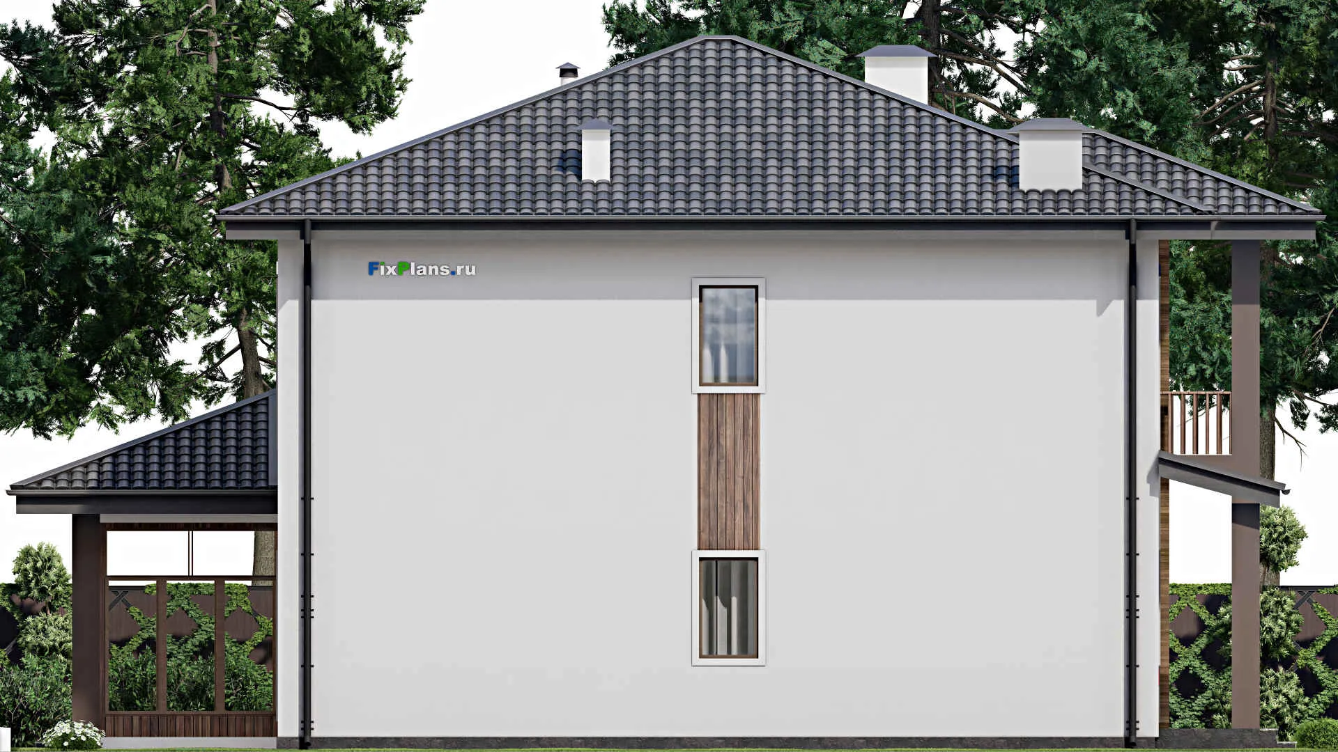 F-9584 - Проект двухэтажного дома 13 на 17, площадью 280 м² с террасой, балконом и 3 спальнями