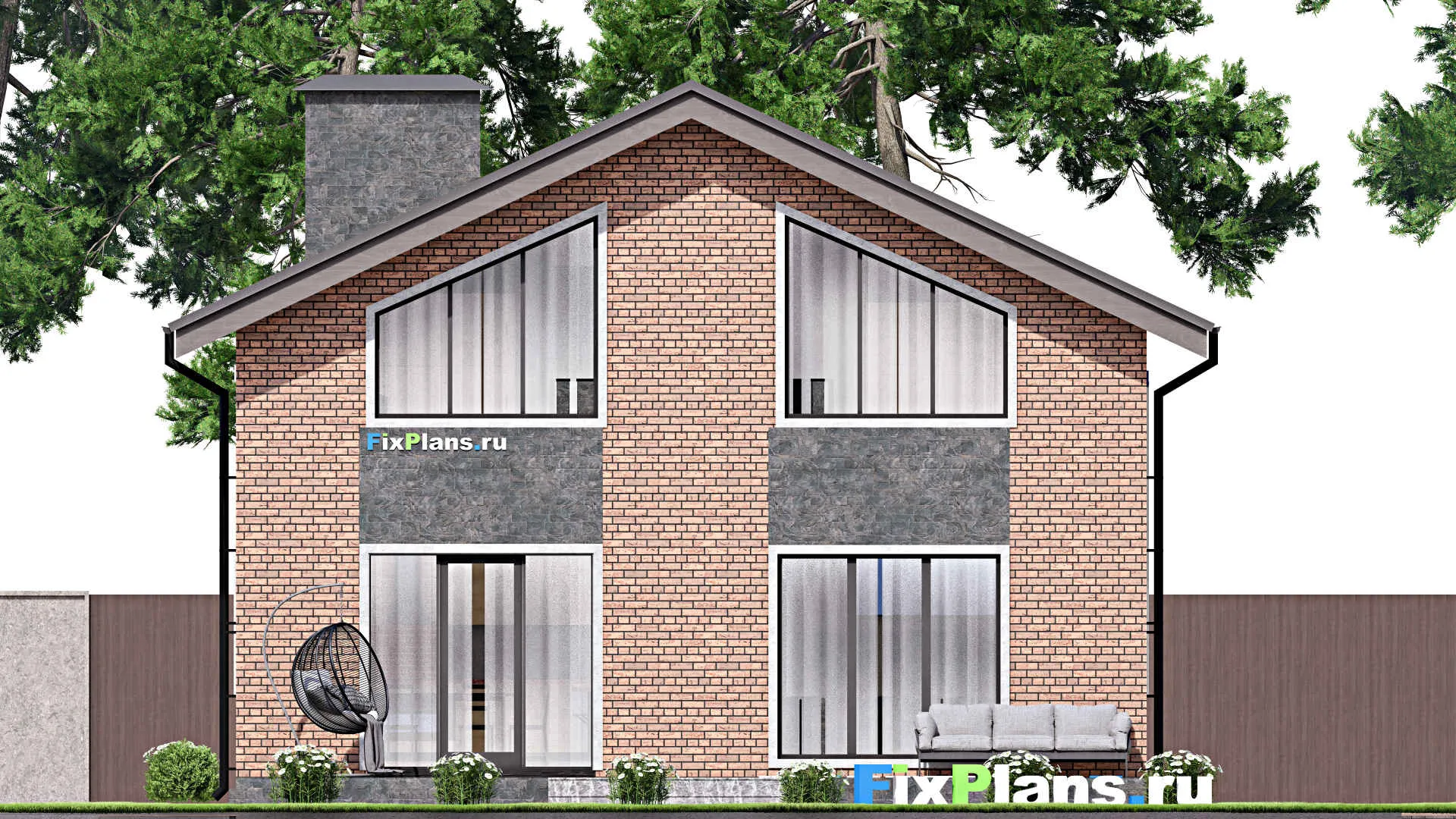 F-12977 - Проект дома с мансардой 10 на 17, площадью 220 м² с террасой и 5 спальнями