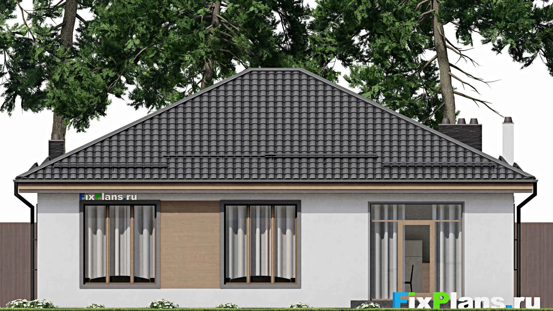 F-4166 - Проект одноэтажного дома 12 на 13, площадью 130 м² с 4 спальнями