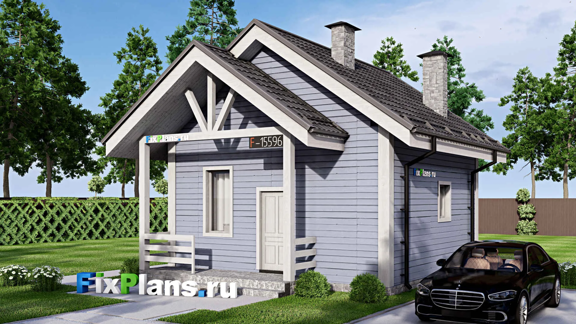 F-15596 - Проект бани 7 на 9, площадью 80 м² с комнатой отдыха, мансардой и санузлом