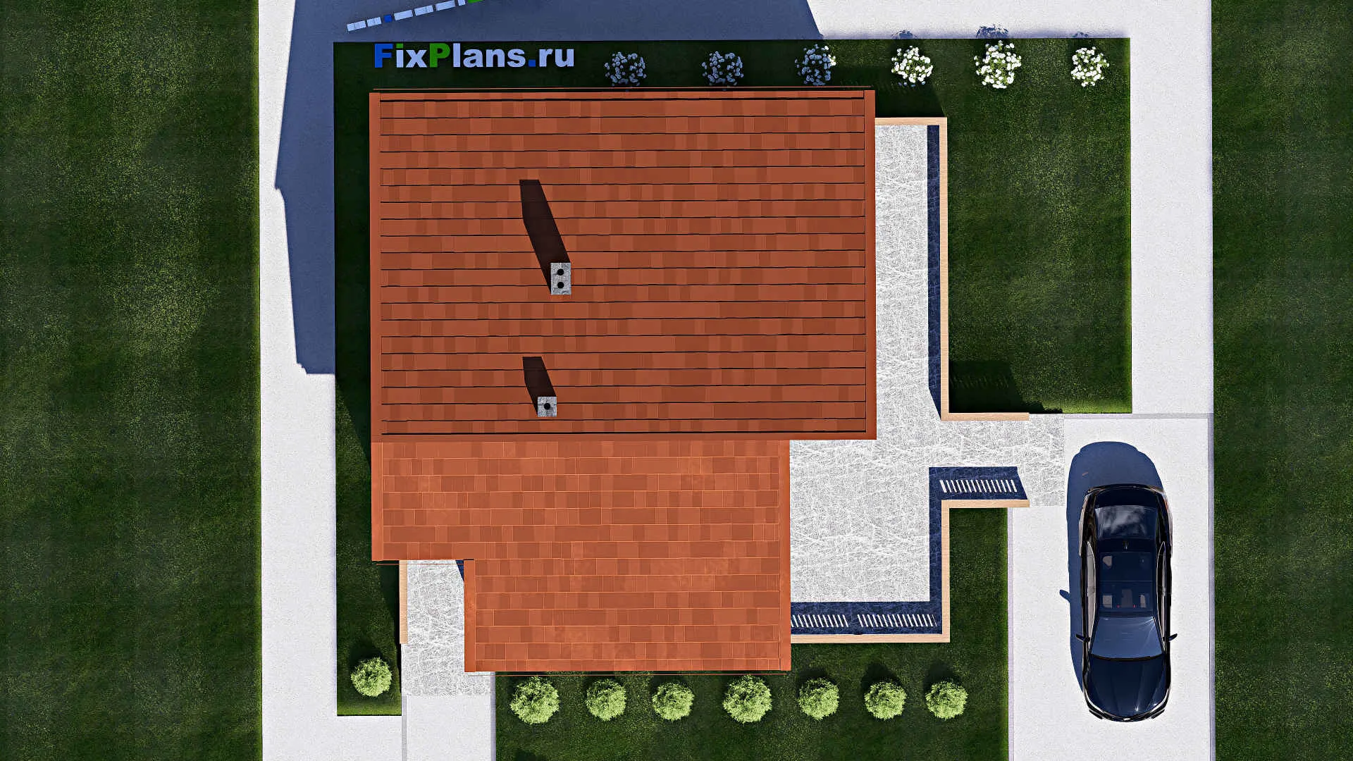 F-15533 - Проект бани 11 на 13, площадью 110 м² с комнатой отдыха, терассой, бассейном и санузлом