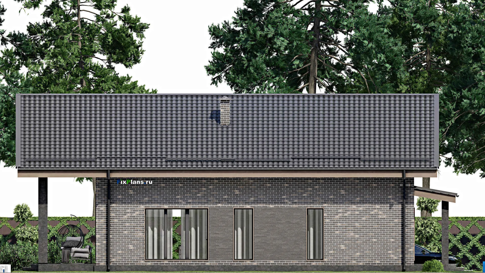 F-6605 - Планы дома с мансардой 12 на 14, площадью 240 м² с террасой и 3 спальнями