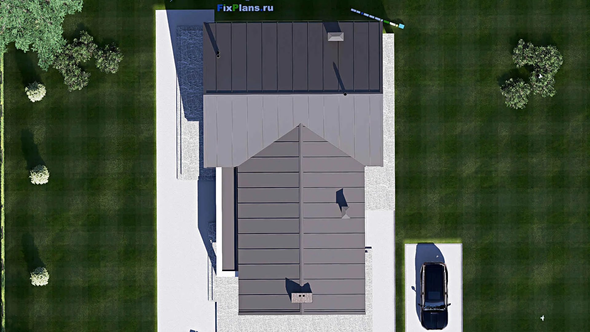 F-19682 - Проект дома с мансардой 16 на 22, площадью 350 м² с террасой, балконом и 4 спальнями
