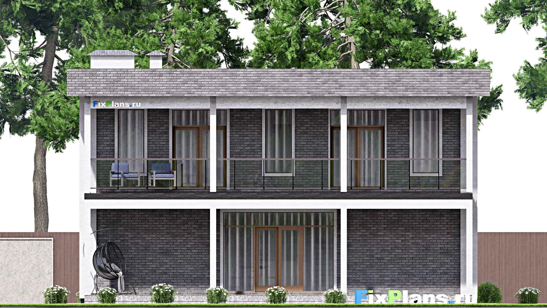 F-12707 - Проект двухэтажного дома 13 на 17, площадью 310 м² с террасой, балконом и 3 спальнями