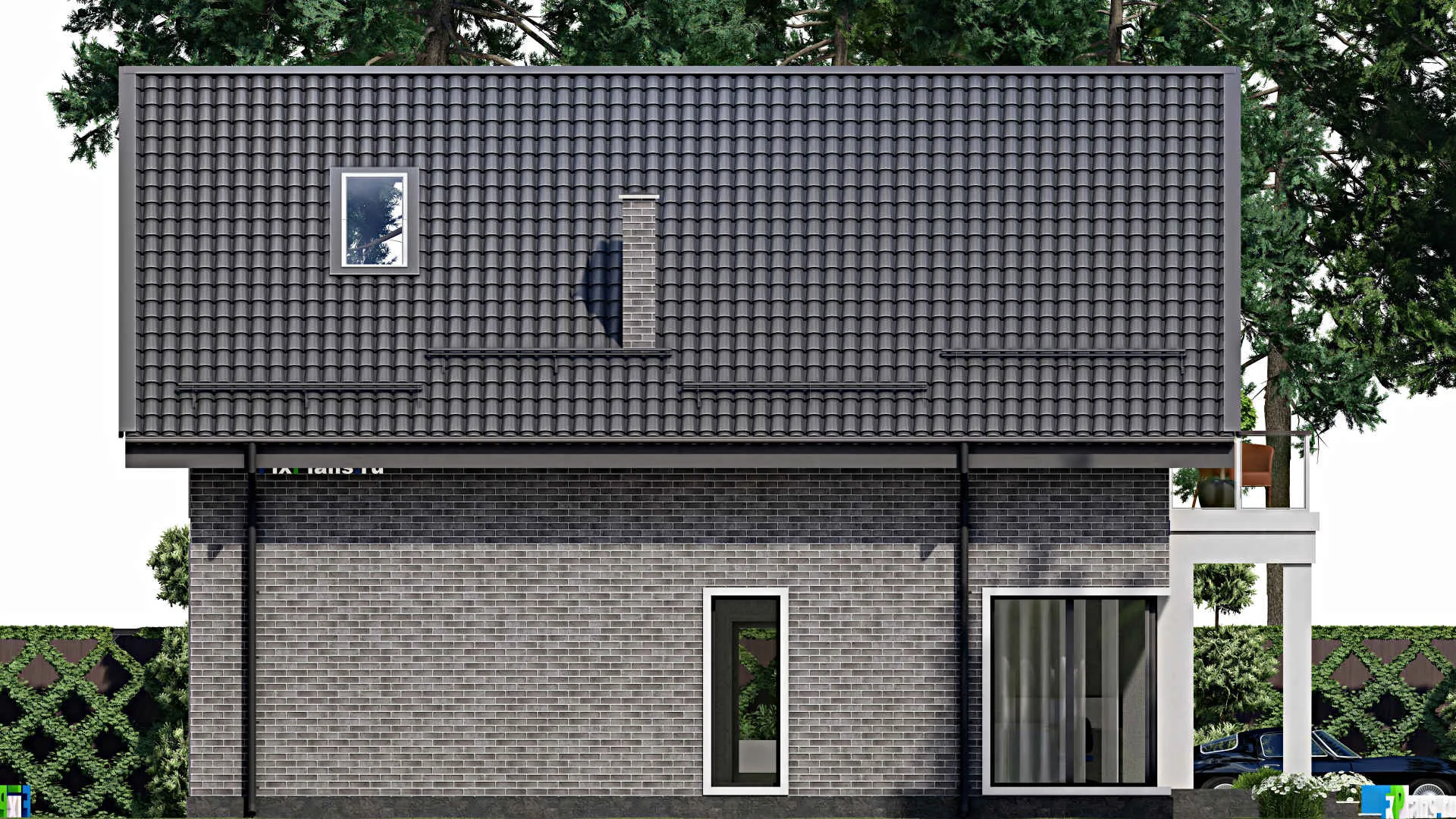 F-1394 - Проект дома с мансардой 12 на 13, площадью 200 м² с балконом и 3 спальнями