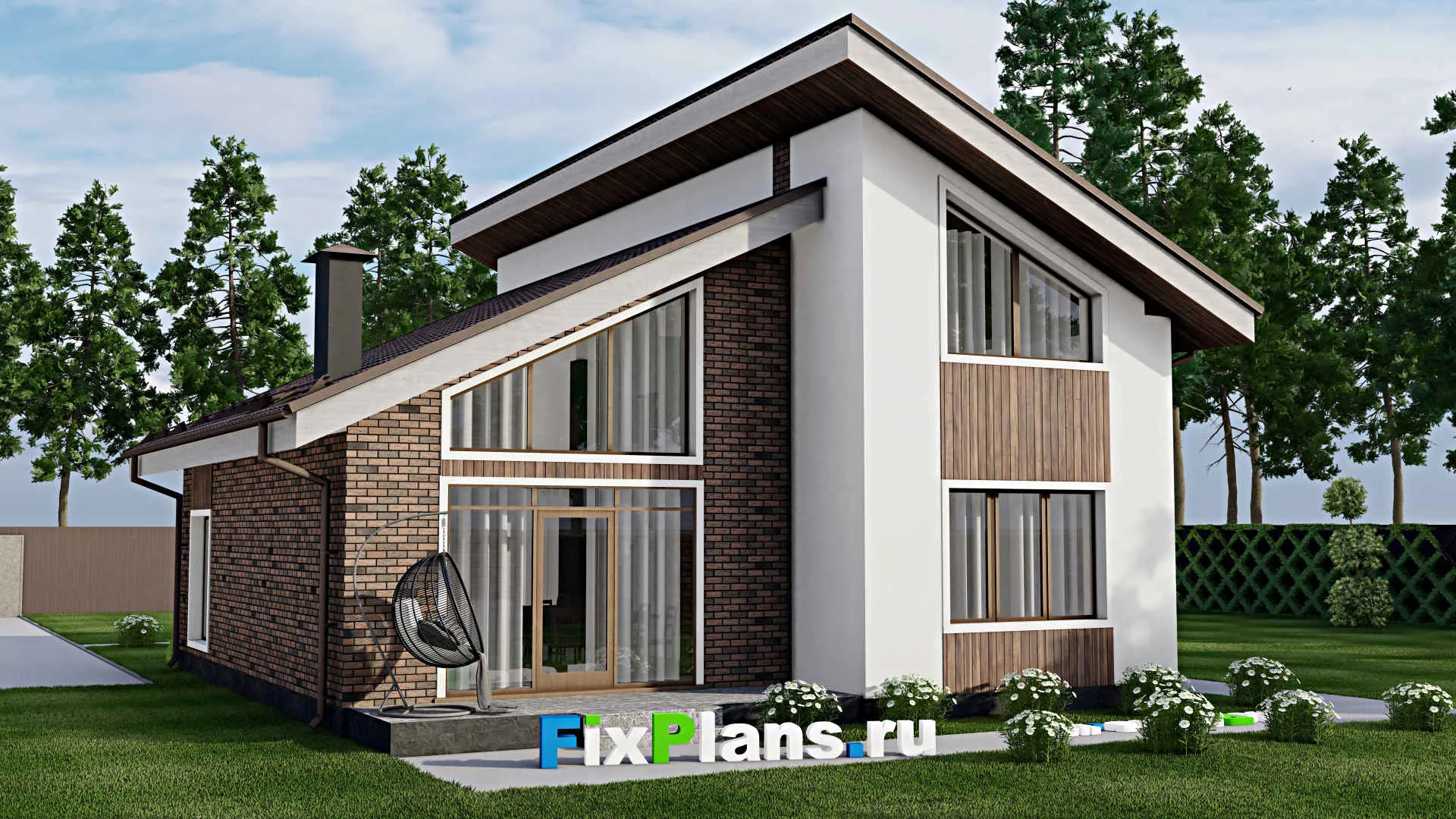 F-10160 - Проект дома с мансардой 11 на 14, площадью 150 м² с террасой и 3 спальнями