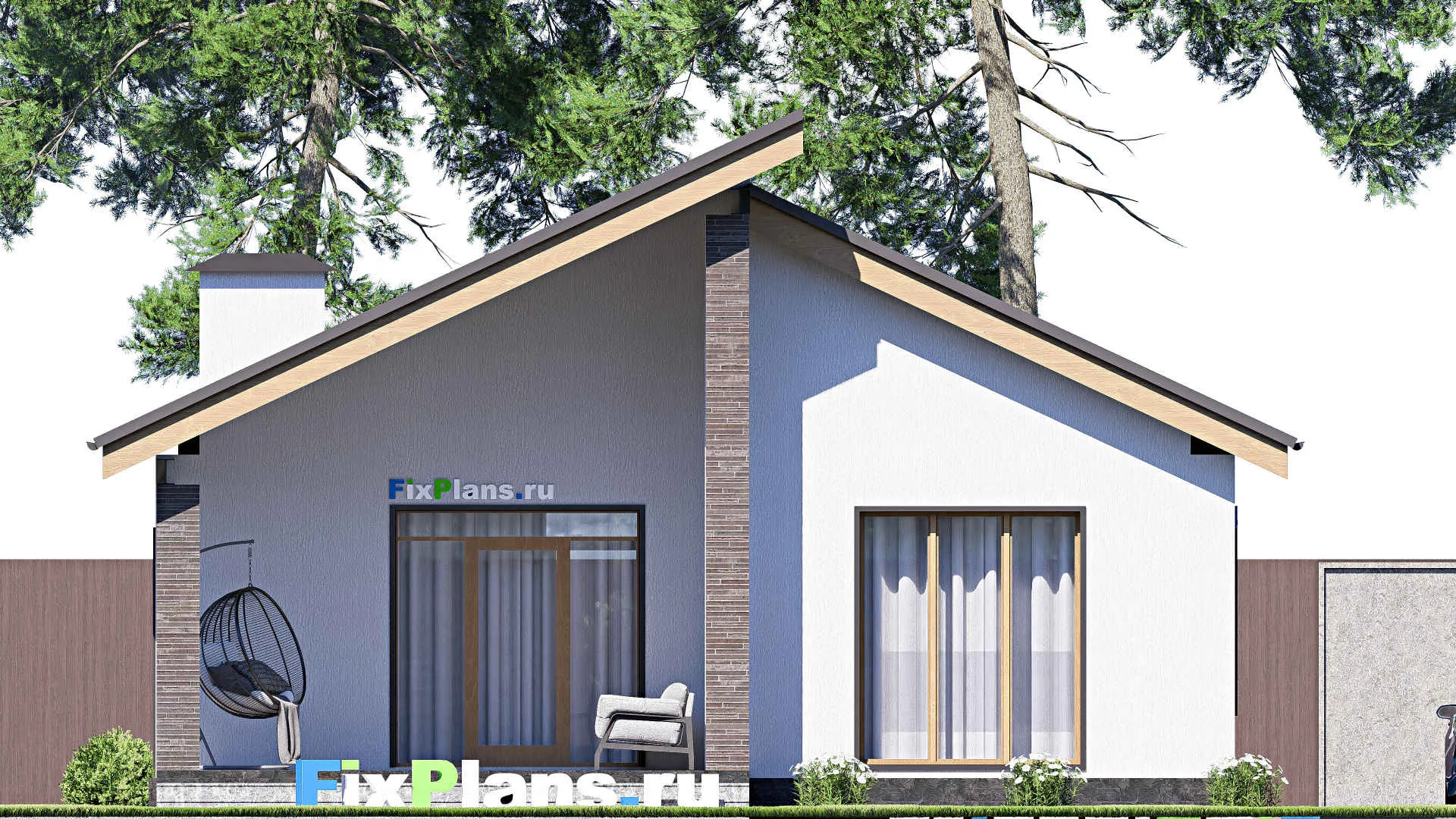 F-19457 - Проект одноэтажного дома 11 на 18, площадью 140 м² с террасой и 2 спальнями