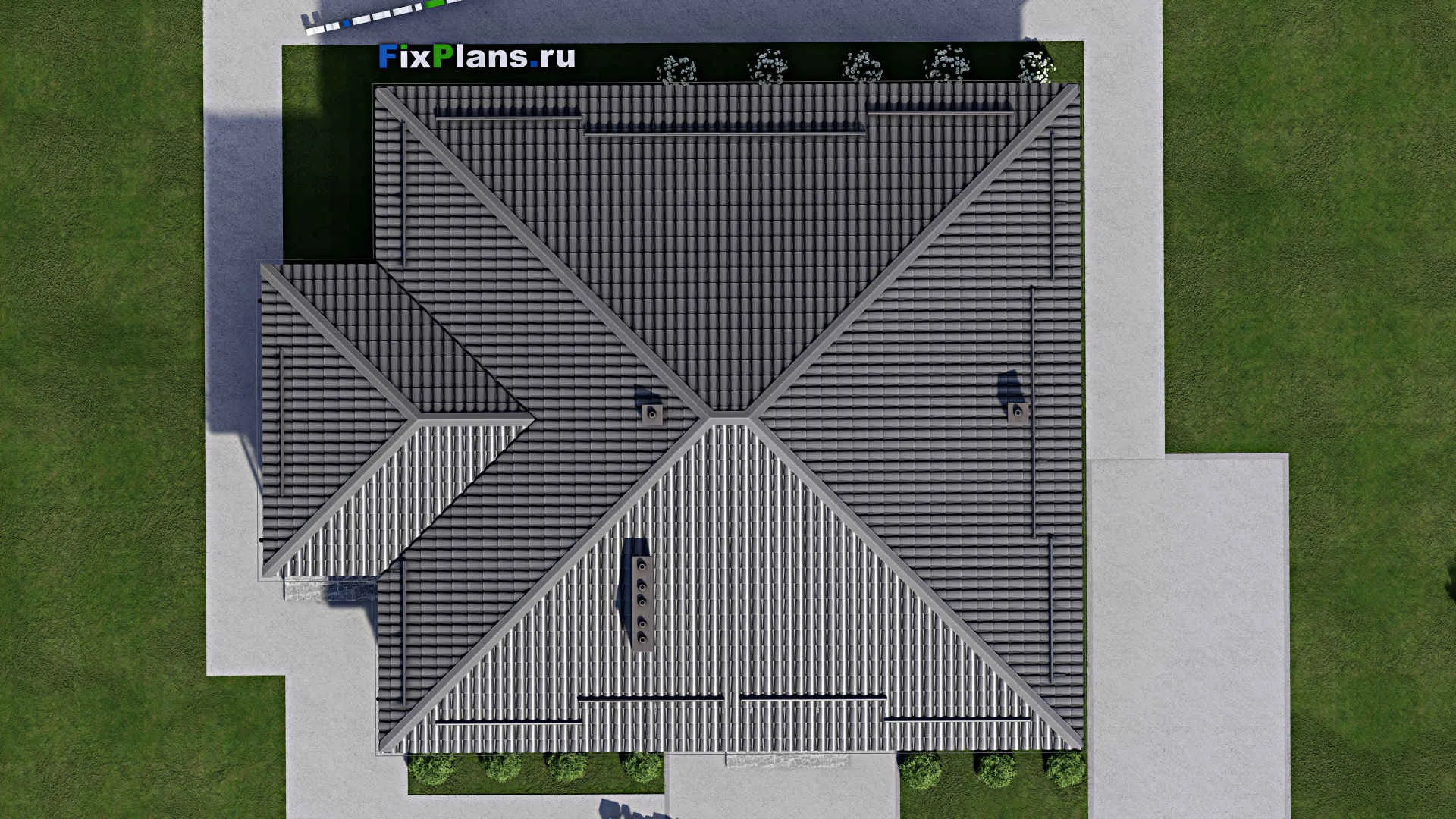 F-4328 - Проект одноэтажного дома 13 на 14, площадью 150 м² с террасой и 3 спальнями