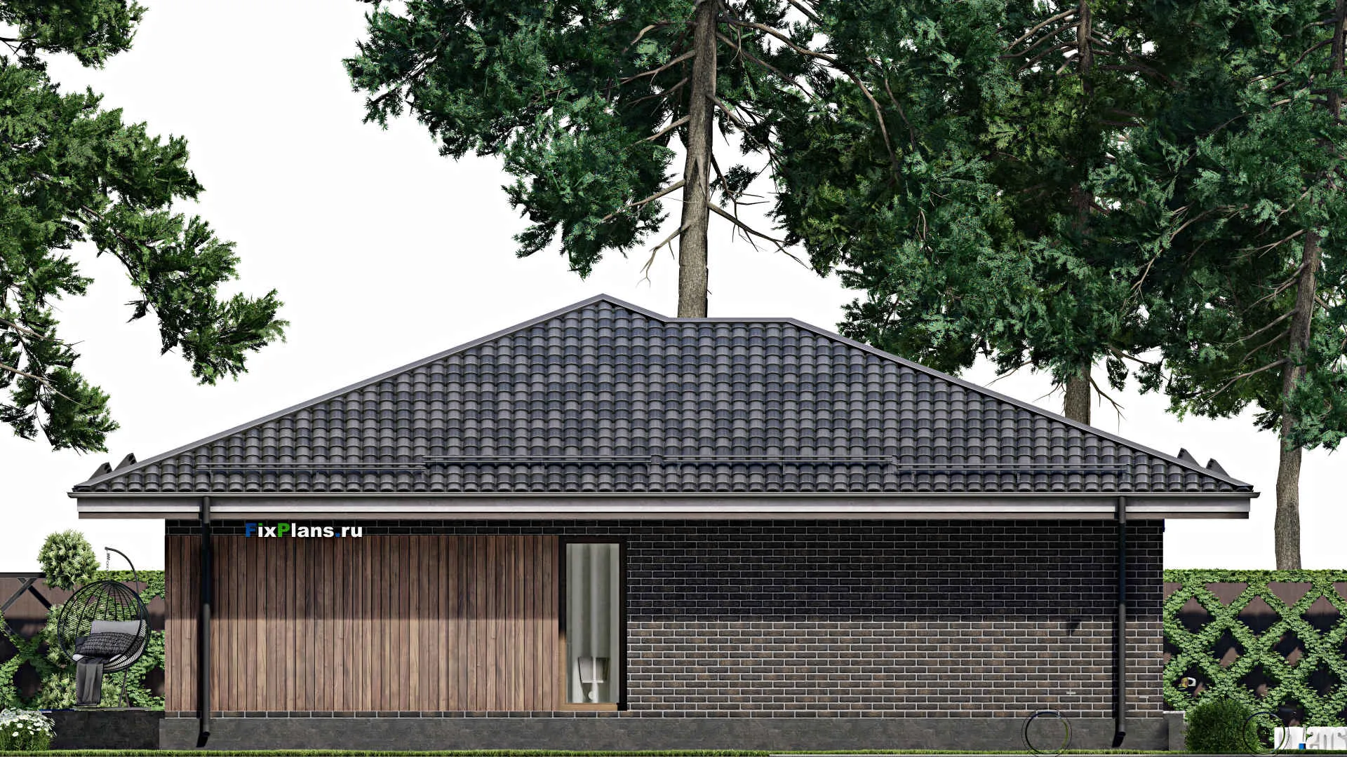 F-5021 - План одноэтажного дома 14 на 16, площадью 170 м² с террасой и 3 спальнями