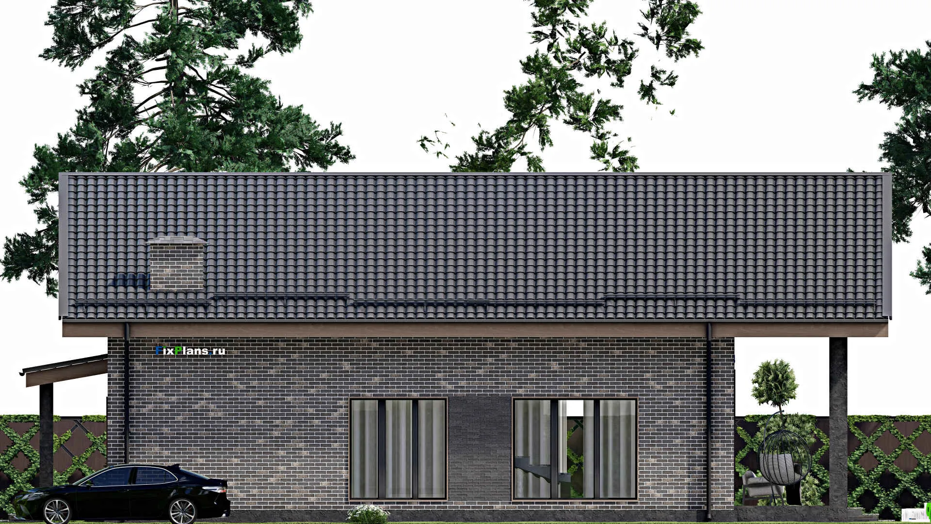 F-6605 - Планы дома с мансардой 12 на 14, площадью 240 м² с террасой и 3 спальнями