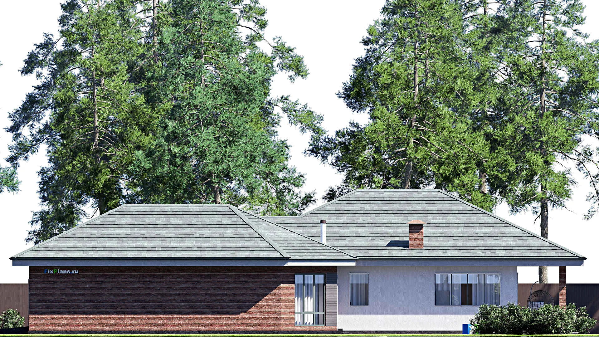 F-19025 - Проект одноэтажного дома 20 на 25, площадью 260 м² с террасой, гаражом на 2 машины и 2 спальнями