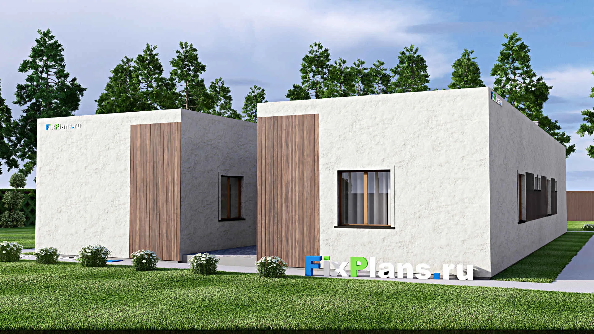 F-13085 - Проект одноэтажного дома 15 на 23, площадью 260 м² с террасой и 4 спальнями