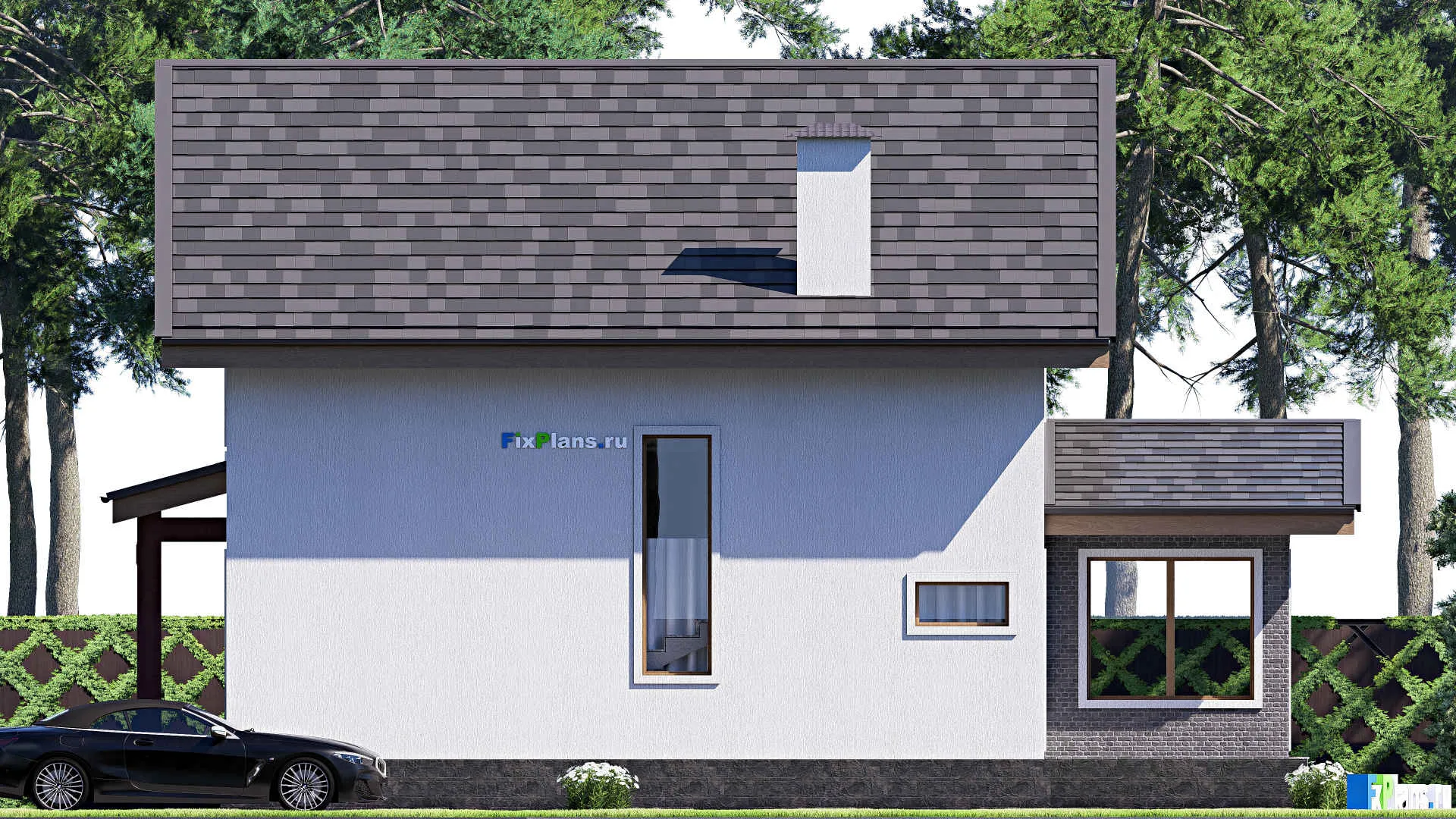 F-20069 - Проект дома с мансардой 10 на 15, площадью 170 м² с террасой и 4 спальнями