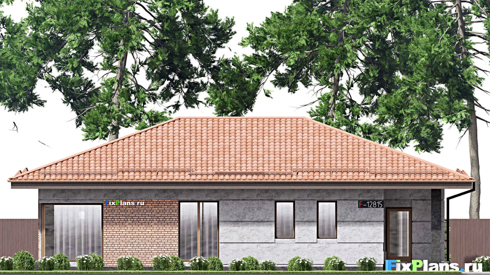 F-12815 - Проект одноэтажного дома 13 на 18, площадью 170 м² с террасой и 3 спальнями