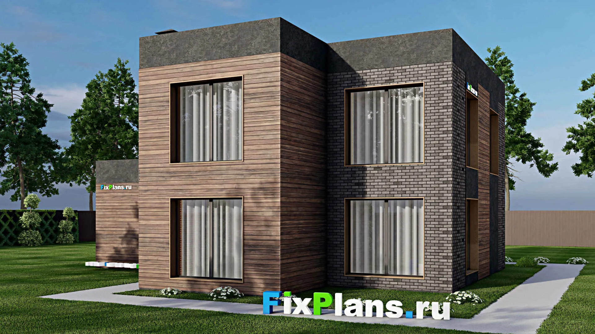 F-8108 - Проект двухэтажного дома 15 на 16, площадью 190 м² с гаражом на 2 машины и 4 спальнями