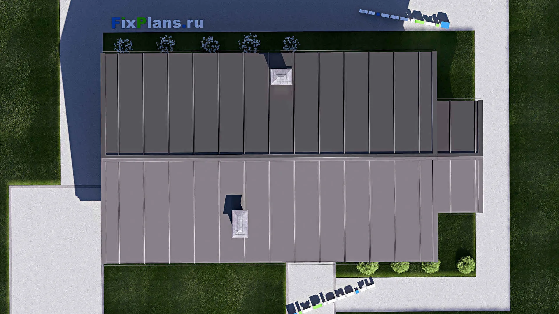 F-18584 - Проект одноэтажного дома 8 на 16, площадью 90 м² с террасой и 2 спальнями