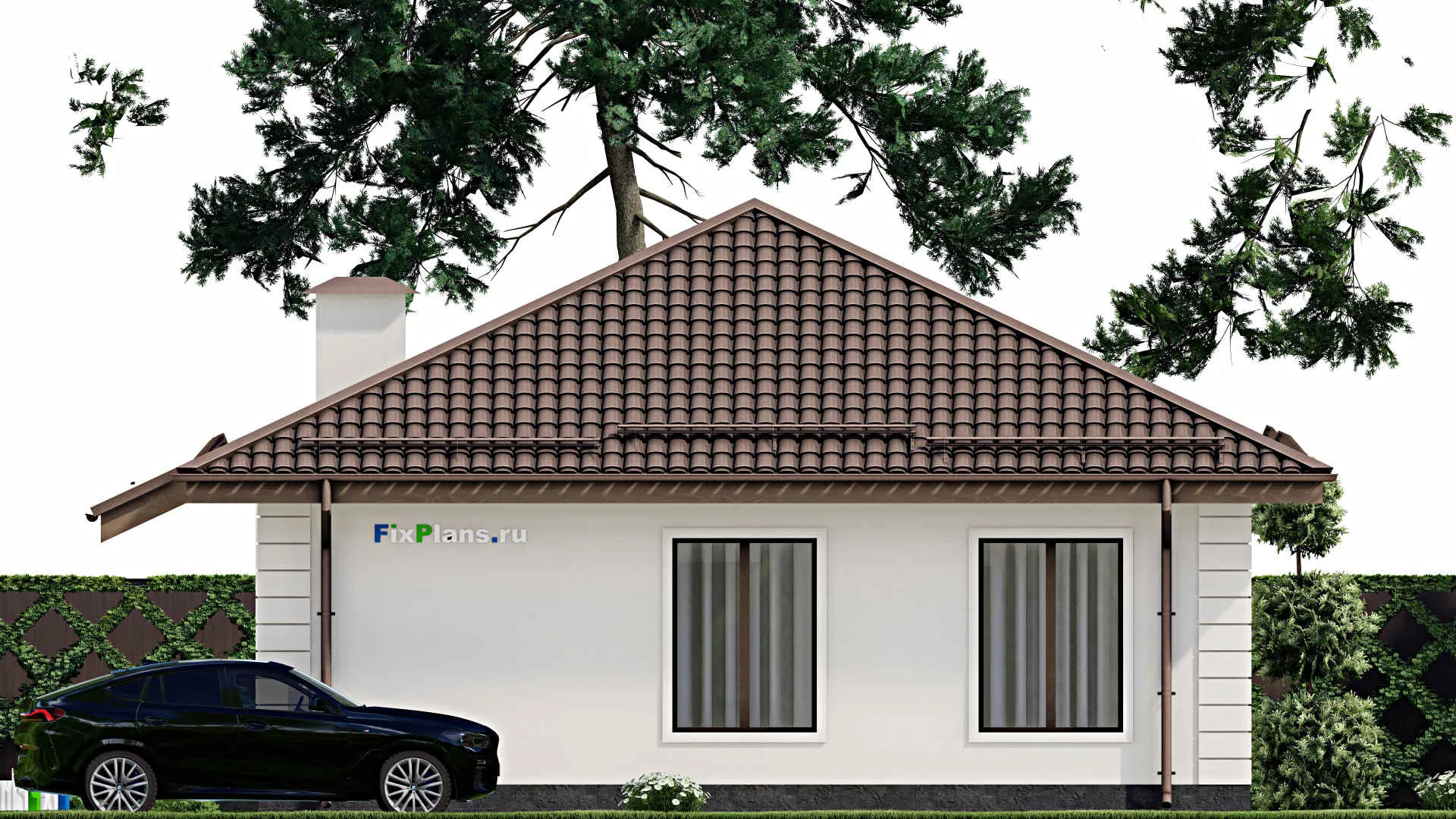 F-12266 - Проект одноэтажного дома 11 на 12, площадью 90 м² с 3 спальнями